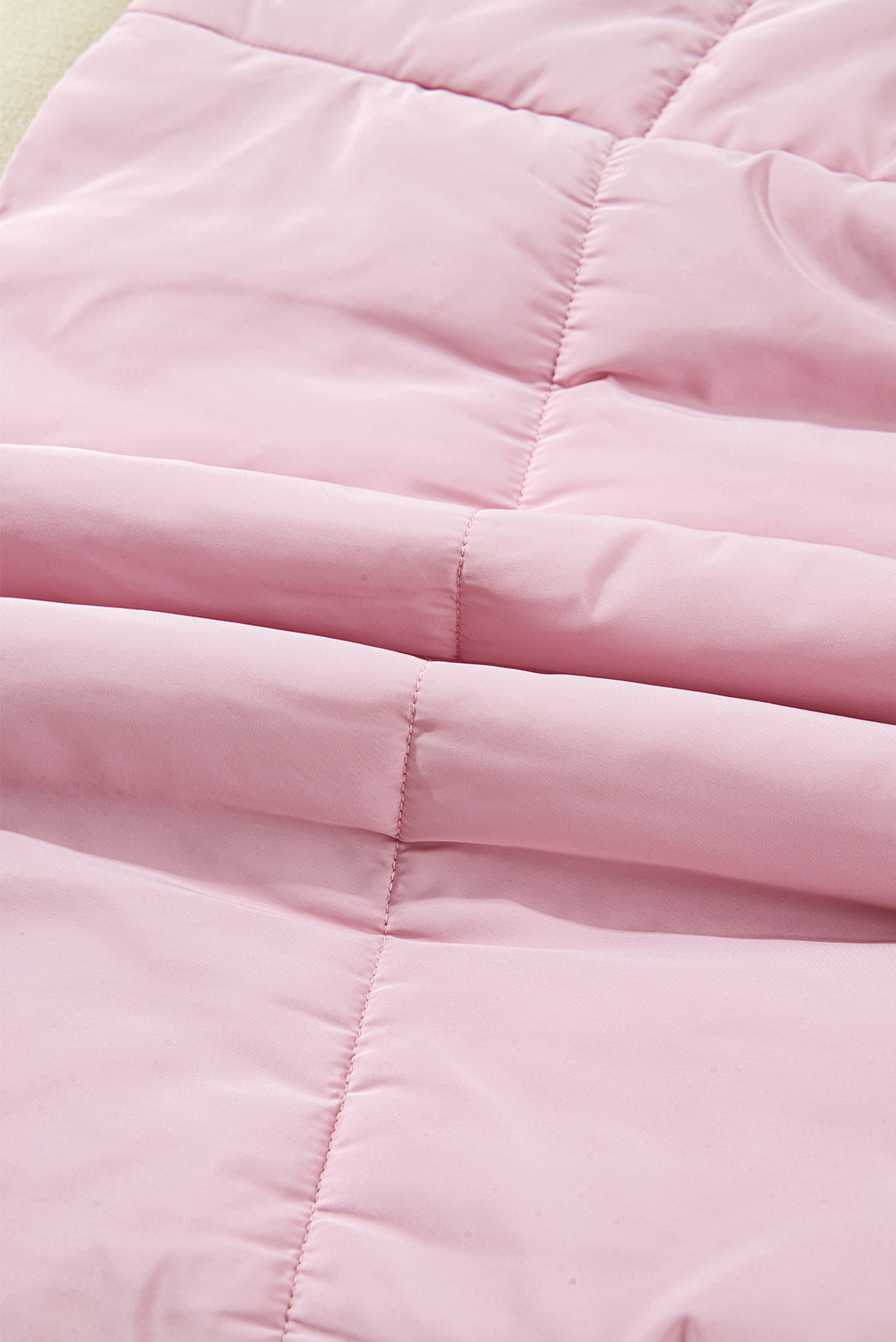 Pink Stand Neck Flutter Sleeve Snap Button Puffer Vest - loveforevers