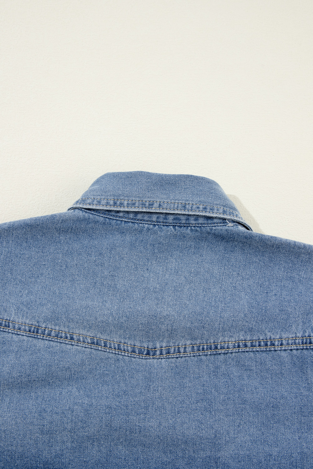 Dusk Blue Flap Pockets Slim Buttoned Denim Shirt - loveforevers
