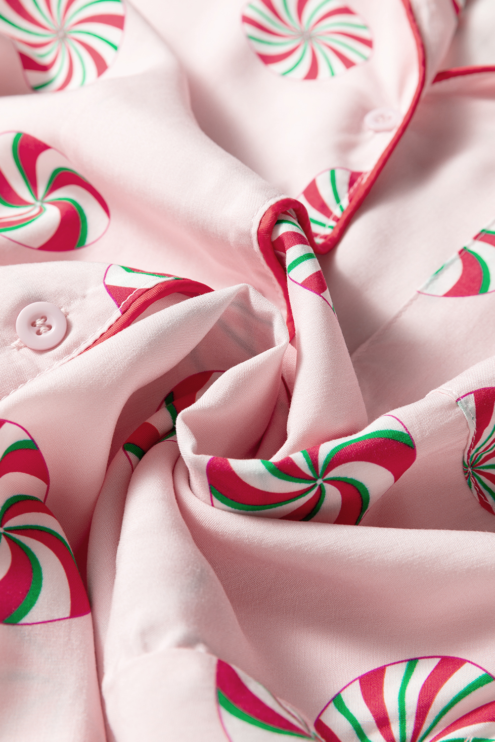 Green Christmas Candy Contrast Trim Bow Knot Silky 2pcs Pajama Set - loveforevers