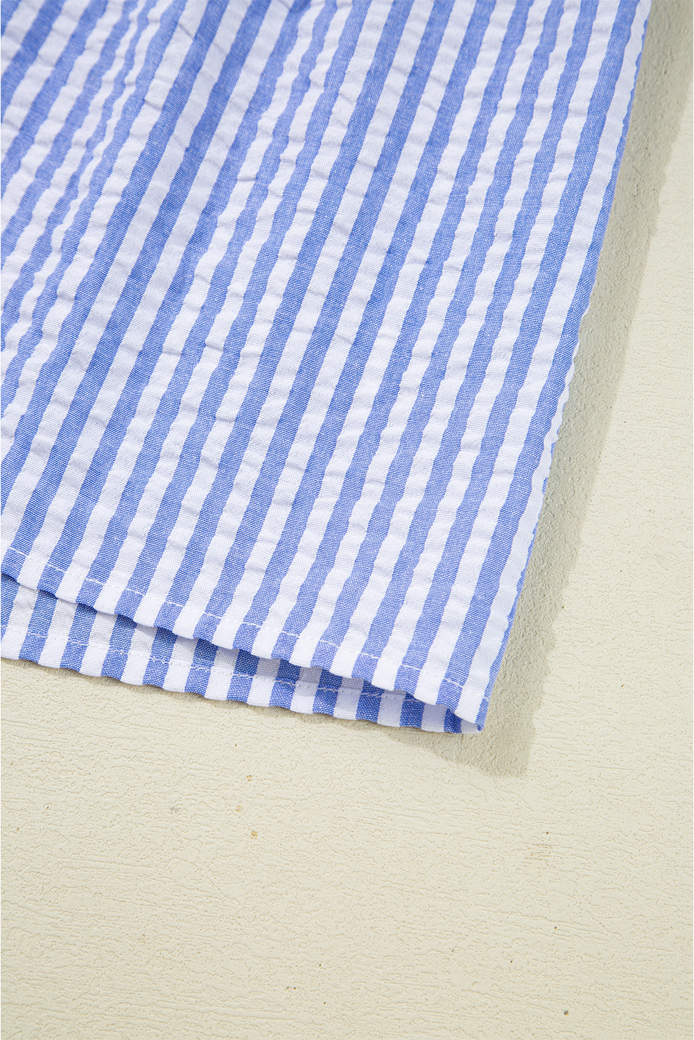 Sky Blue Stripe Bracelet Sleeve Tiered Shift Dress with Pockets - loveforevers