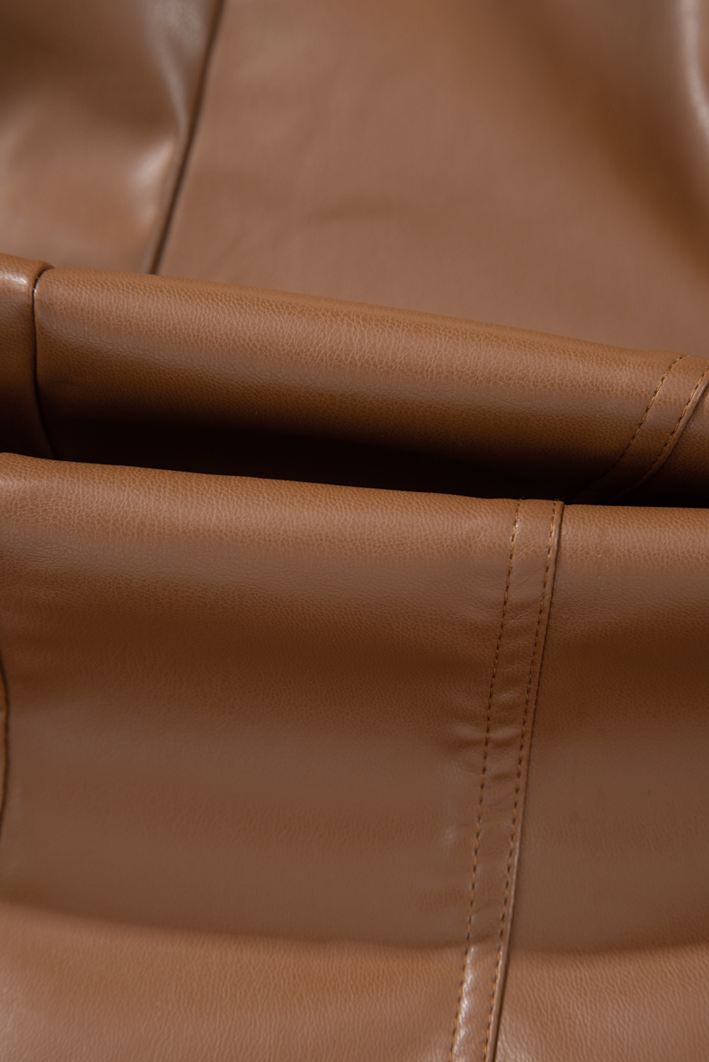 Chestnut Solid Faux Leather Zipper Slim Fit Bomber Jacket - loveforevers