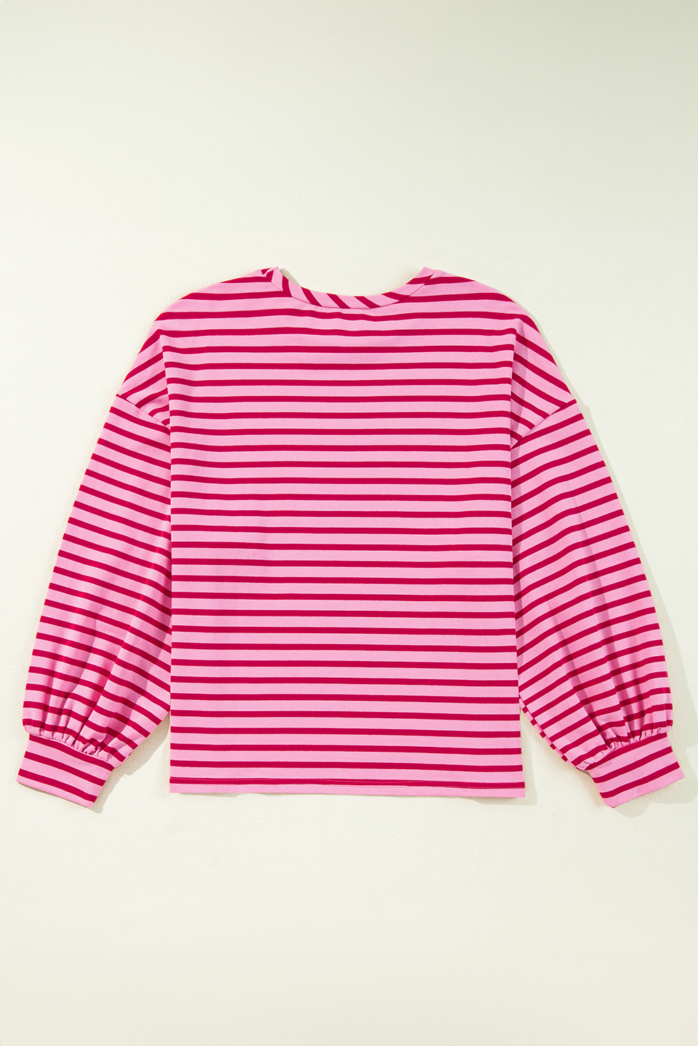 Sachet Pink Striped Print Crew Neck Drop Shoulder Sweatshirt - loveforevers