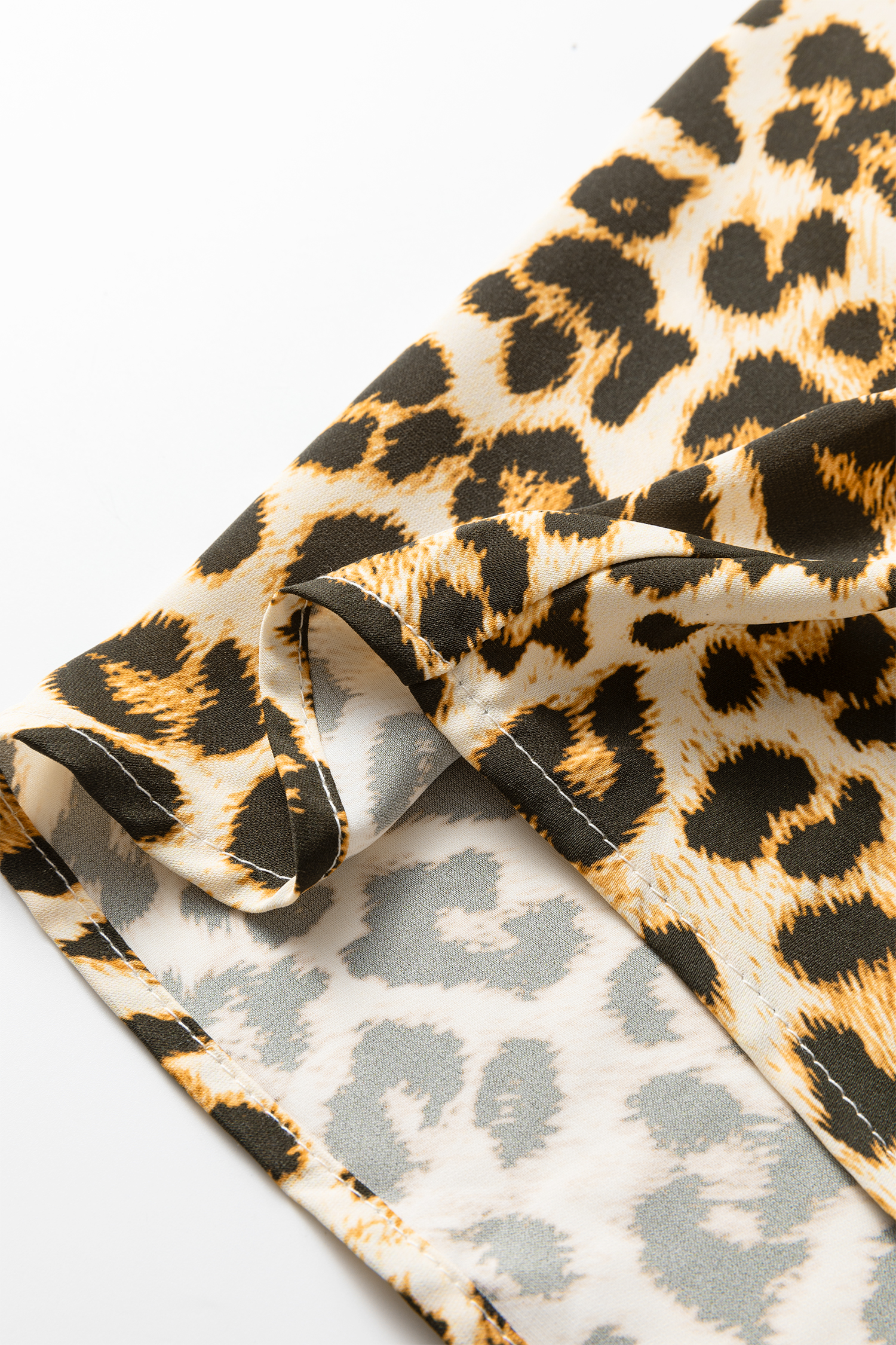 Khaki Contrast Edge Leopard Shirt - loveforevers