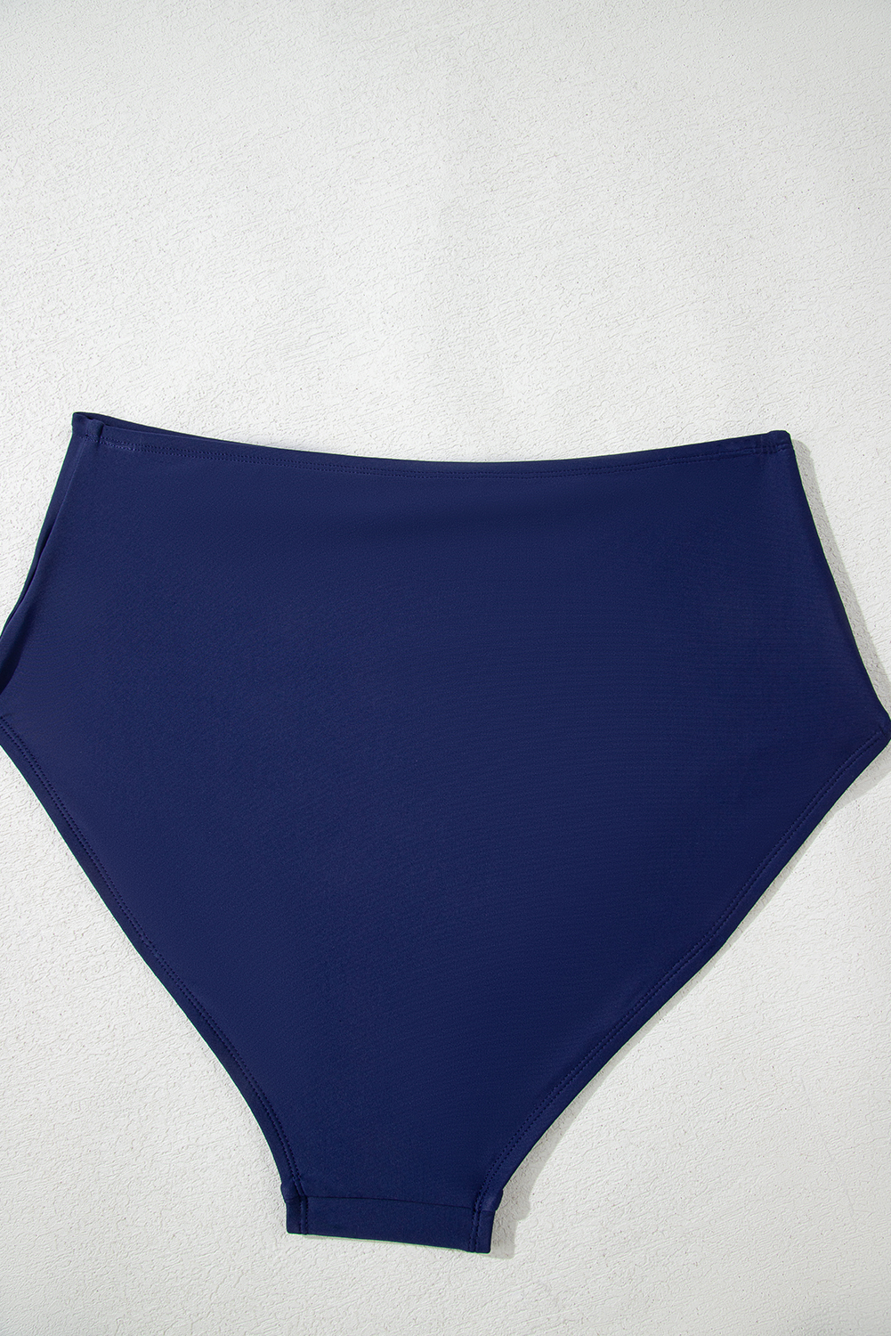 Navy Blue Abstract Print Frilled Trim Spaghetti Straps Tankini Set - loveforevers