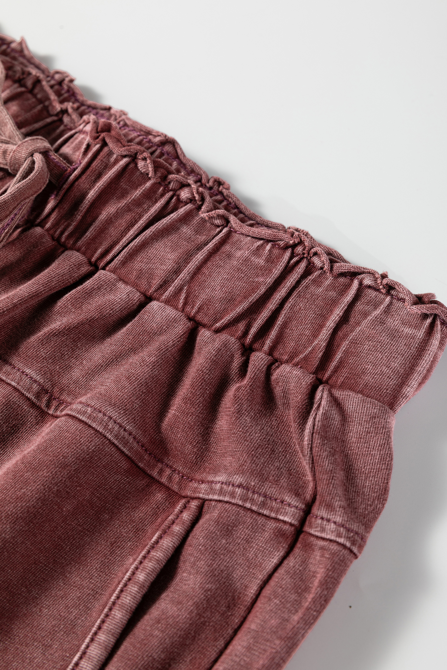 Lapis Mineral Wash Lace-up High Waist Raw Hem Patched Pocket Pants - loveforevers