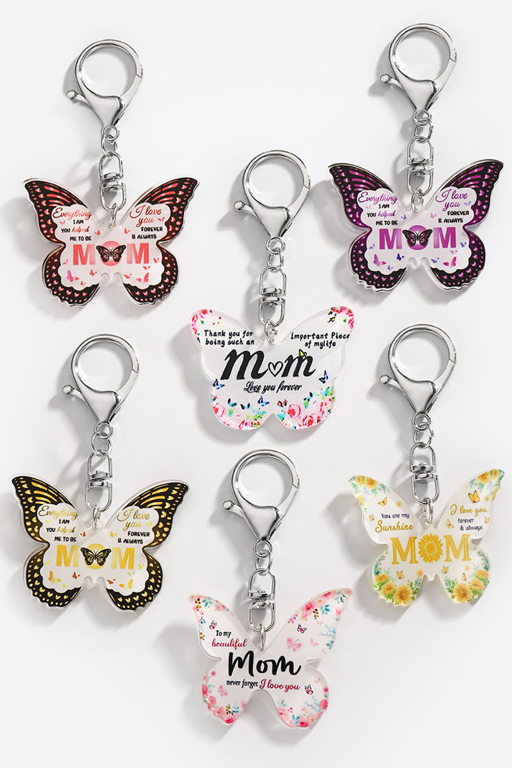 Yellow MOM Butterfly Shape Acrylic Keychain - loveforevers