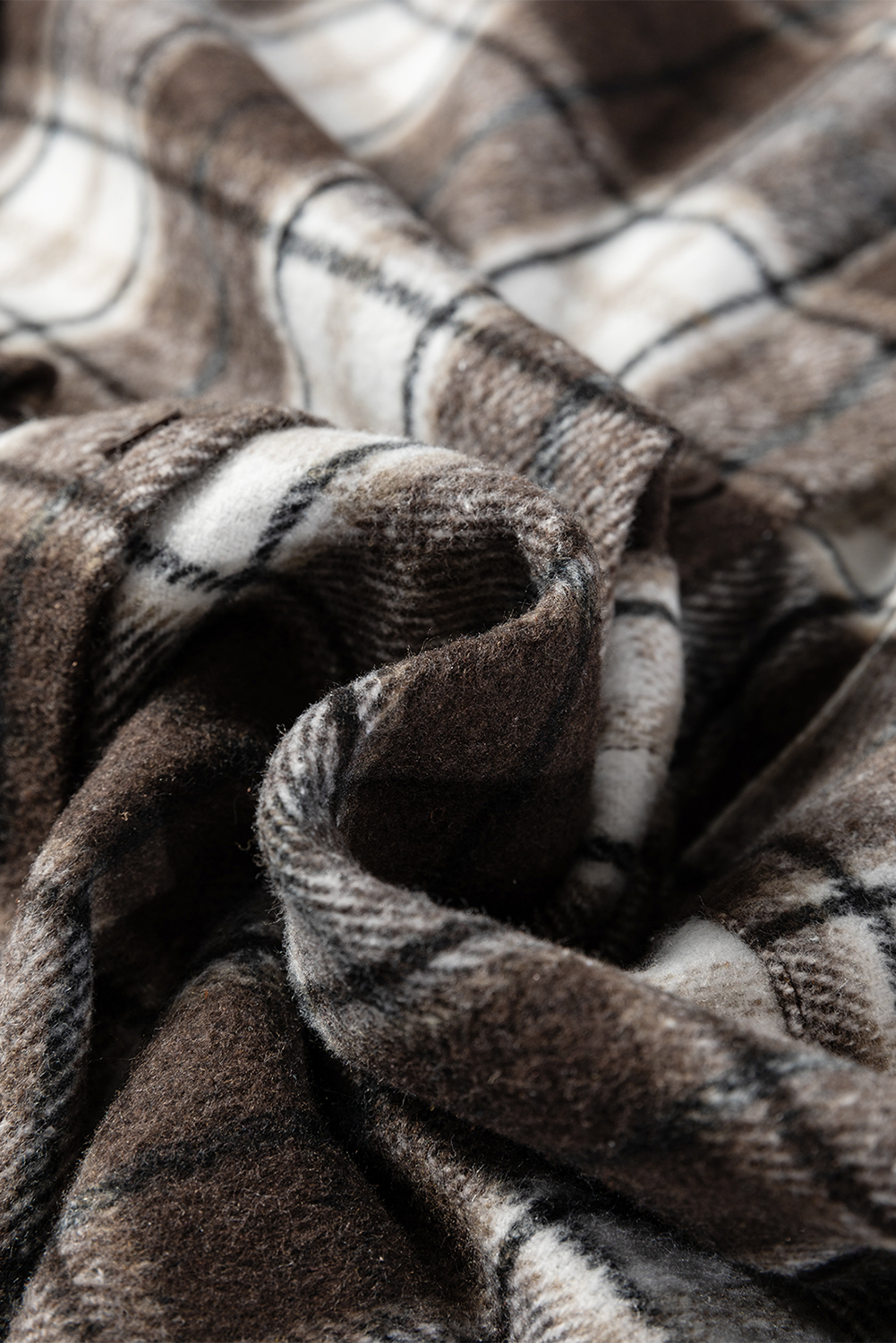 Dark Brown Flanel Plaid Single Chest Pocket Boyfriend Shacket - loveforevers