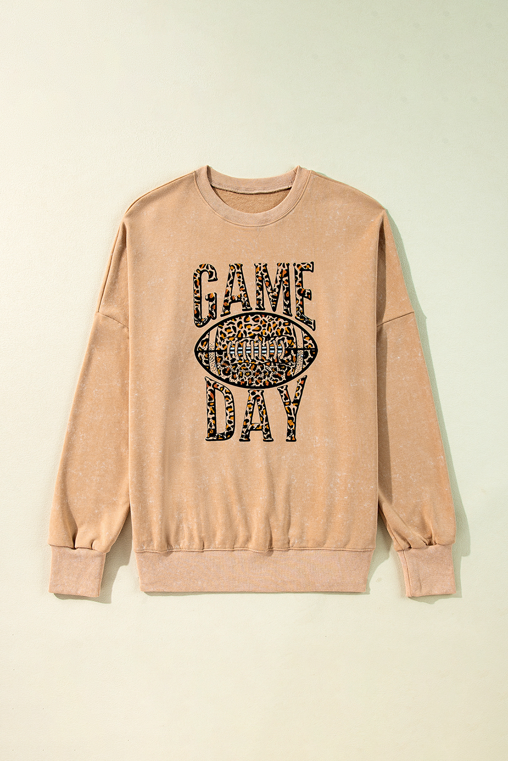 Khaki Loose Leopard Rugby Football GAME DAY Graphic Sweatshirt - loveforevers