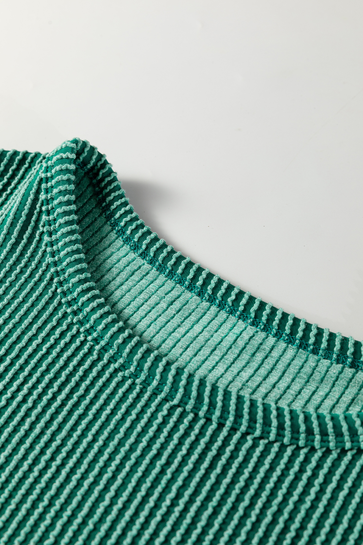Evergreen Twisted Ribbed Tiered Ruffles Long Sleeve Pullover Top - loveforevers