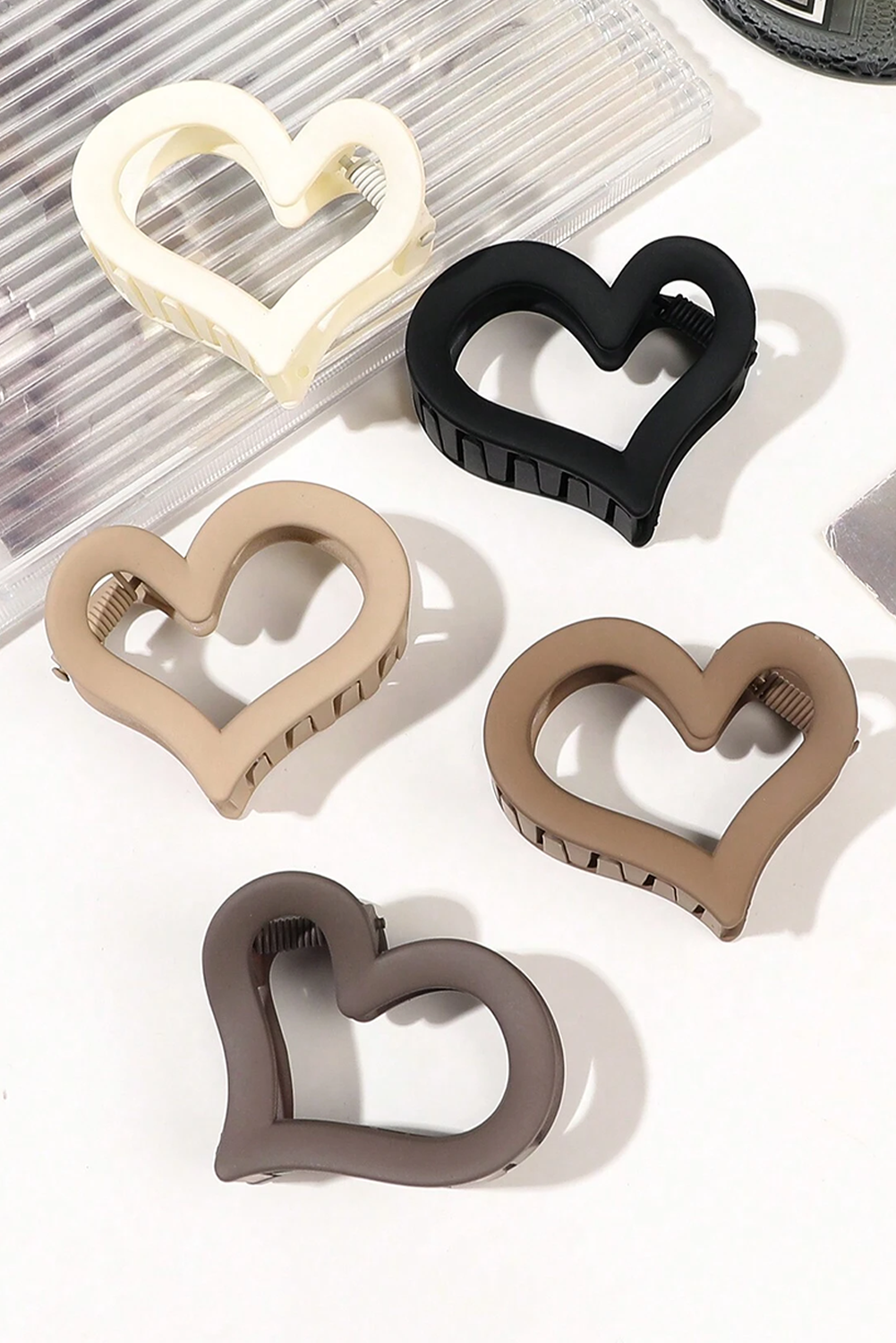 Black Cutout Heart Shape Frosted Small Hair Clip - loveforevers