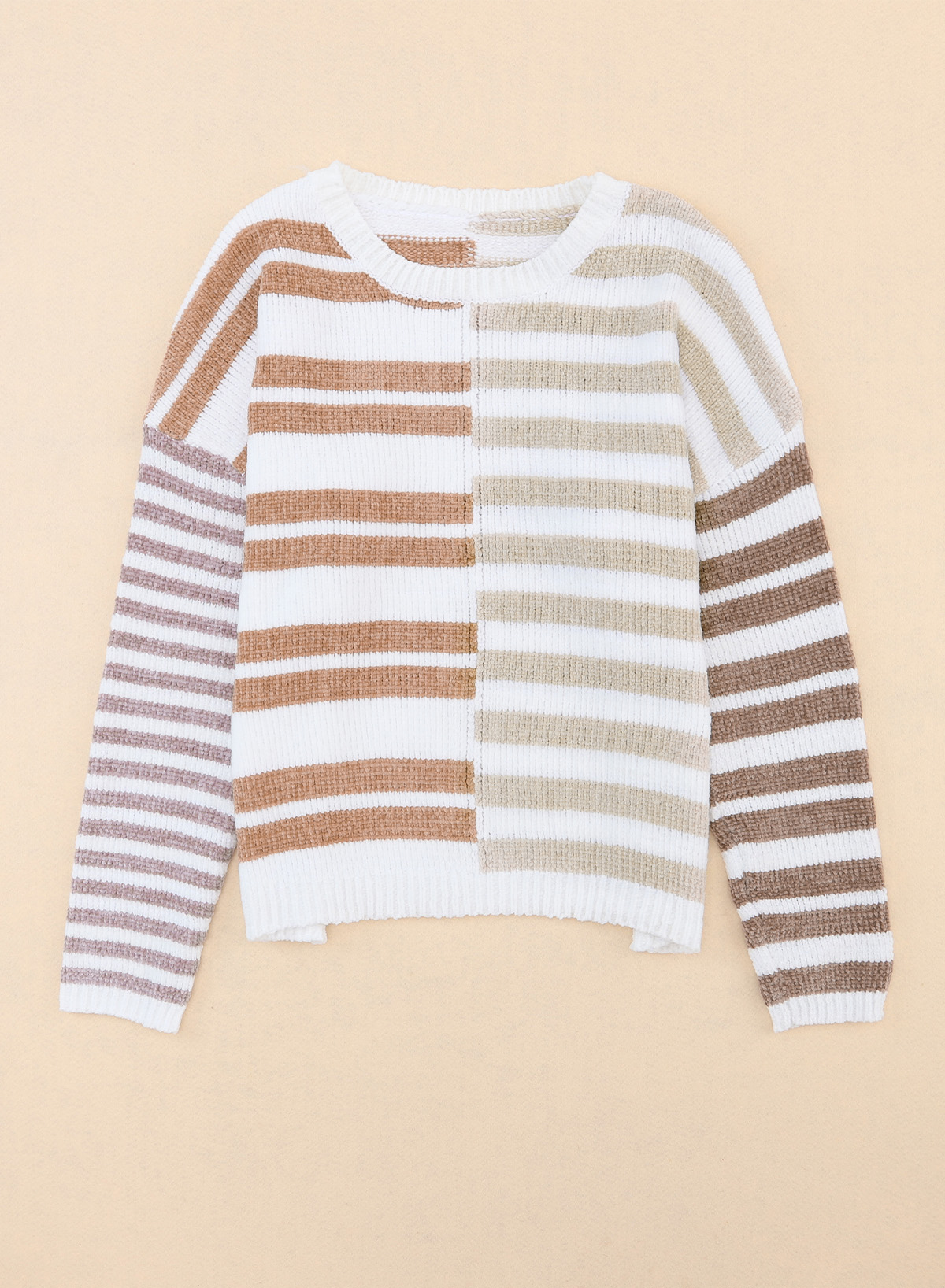 Stripe Blocked Drop Shoulder Slouchy Sweater - loveforevers