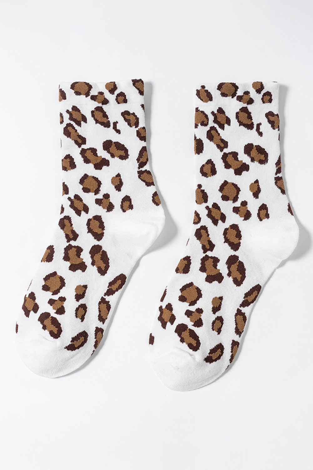 White Leopard Print Polyester Cotton Socks - loveforevers
