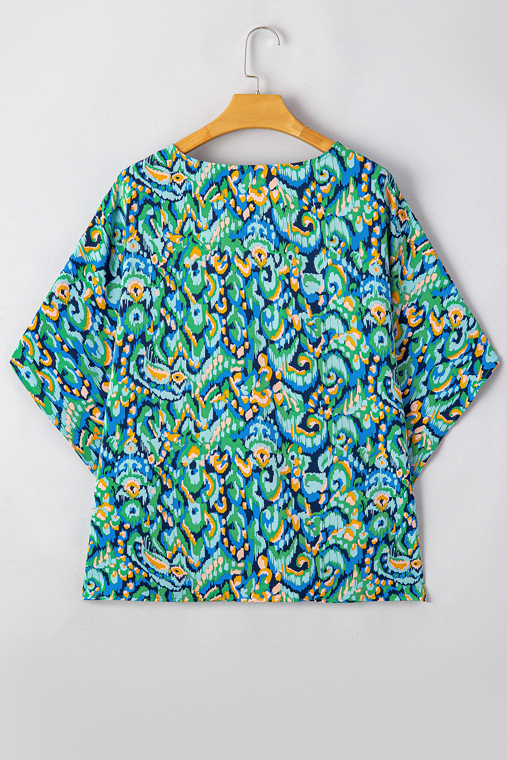 Pink Abstract Print V Neck Half Sleeve Loose Fit Tunic Blouse - loveforevers
