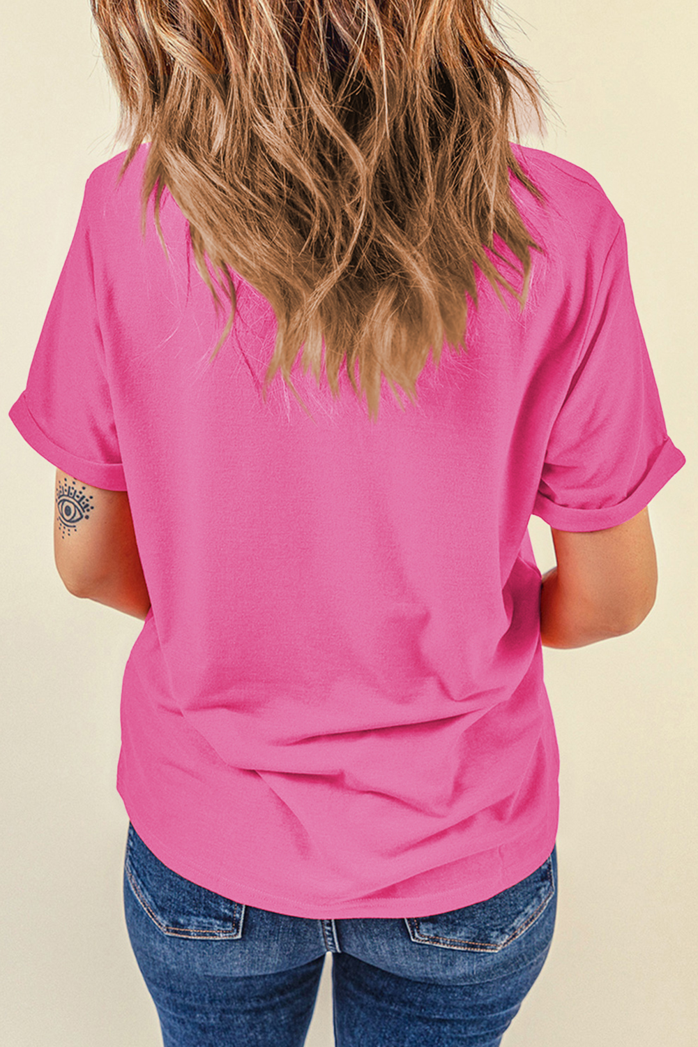 Sachet Pink Checkered Heart Pattern mama Bow Graphic Tee - loveforevers