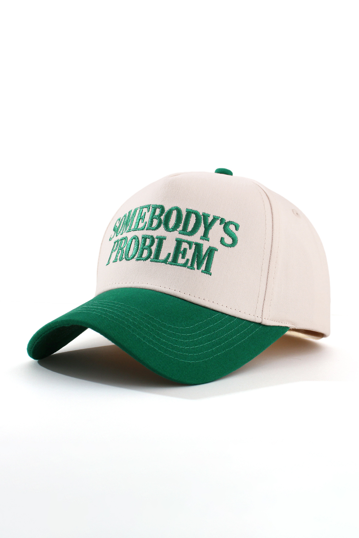 Dark Green SOMEBODYS PROBLEM Embroidered Two-tone Baseball Cap - loveforevers