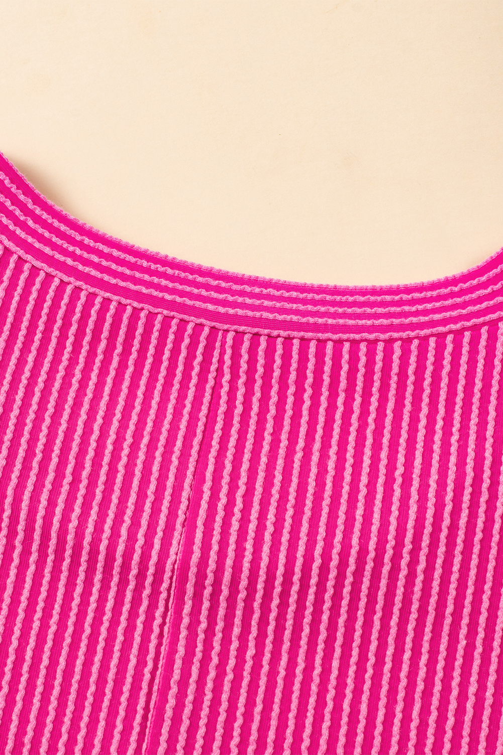 Bright Pink Striped Ribbed Knit T-shirt Shift Dress - loveforevers
