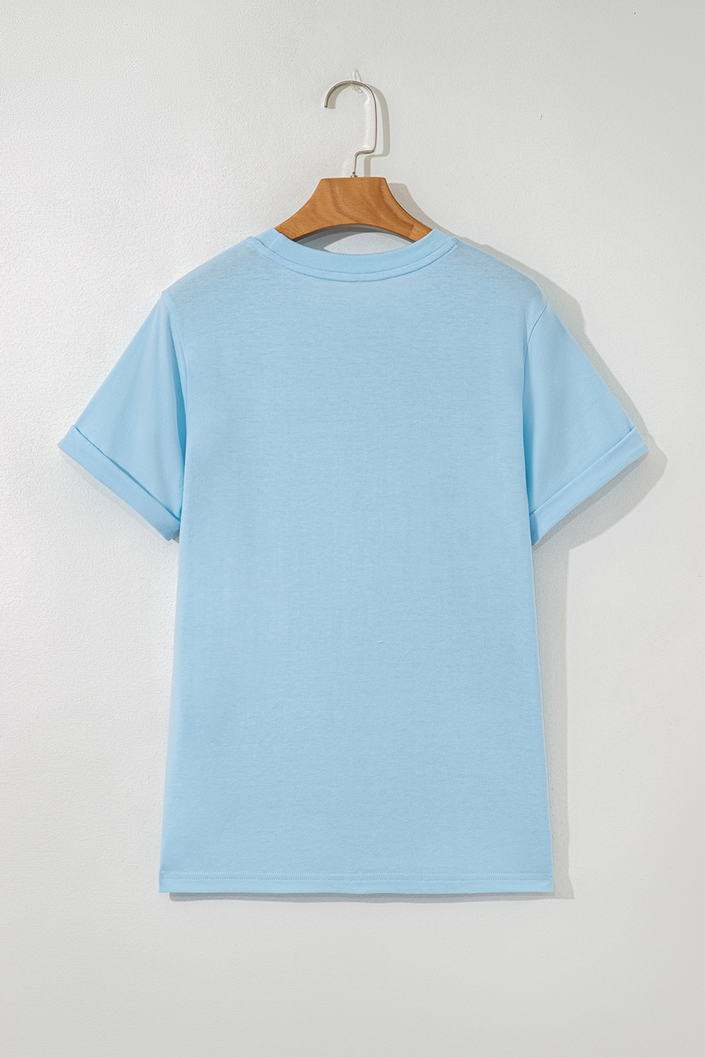 Light Blue Gopher Ball Sequin Patched Casual T Shirt - loveforevers