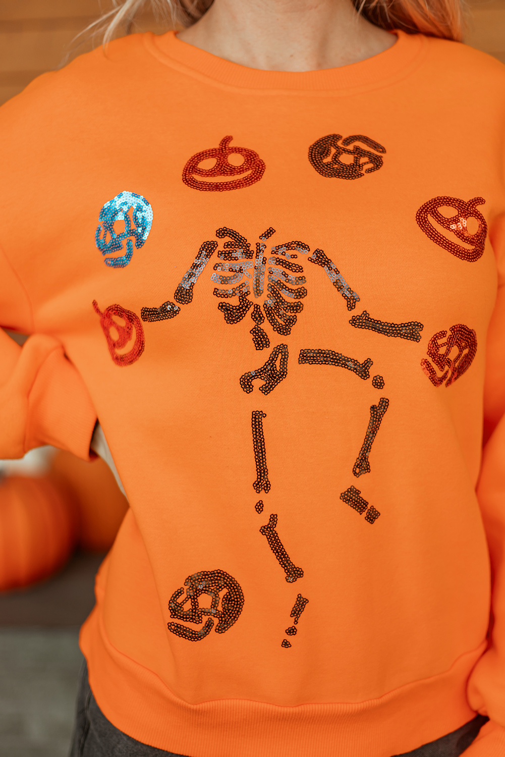 Carrot Dancing Critters Sequin Halloween Crewneck Sweatshirt - loveforevers