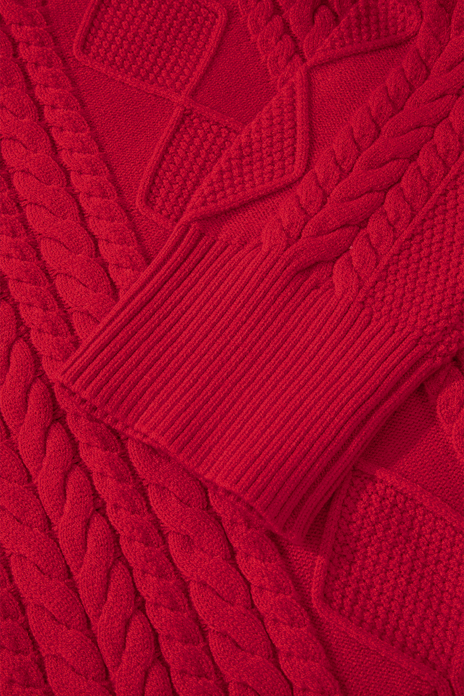 Fiery Red Cable Knit Baggy Sweater - loveforevers