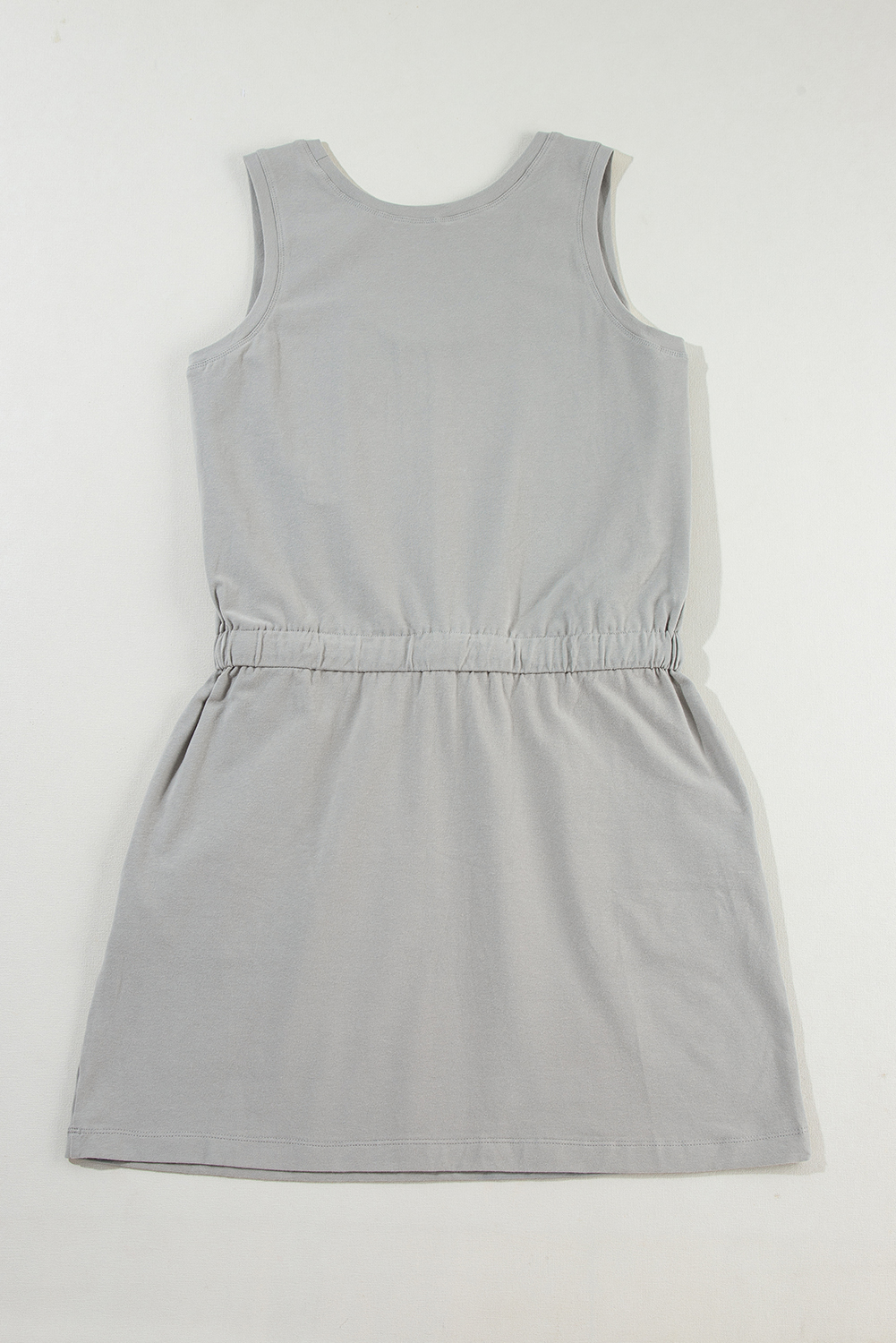 Gray Sleeveless Drawstring Waist Mini Dress - loveforevers