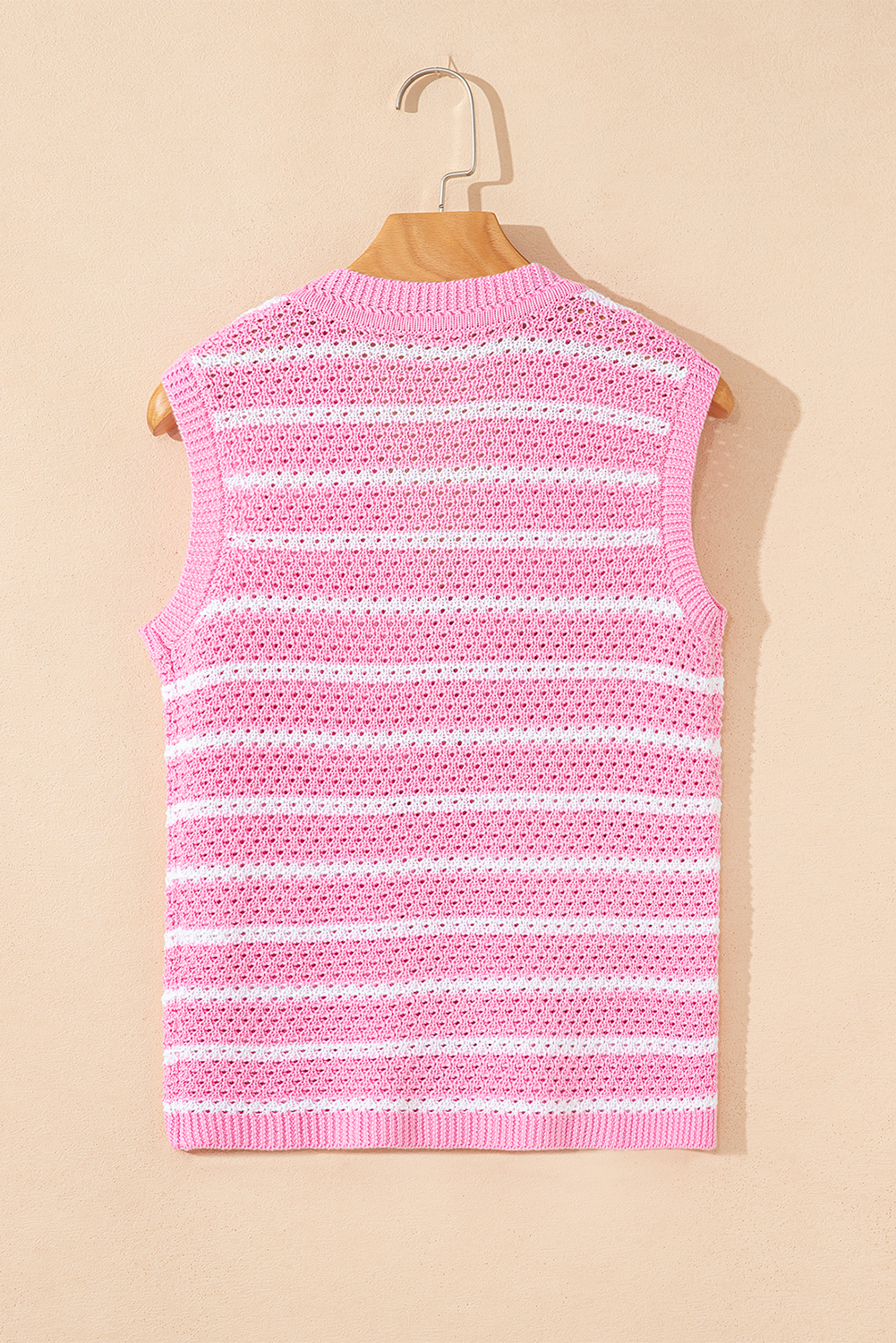 Sky Blue Stripe V Neck Gold Buttons Elegant Sweater Vest - loveforevers