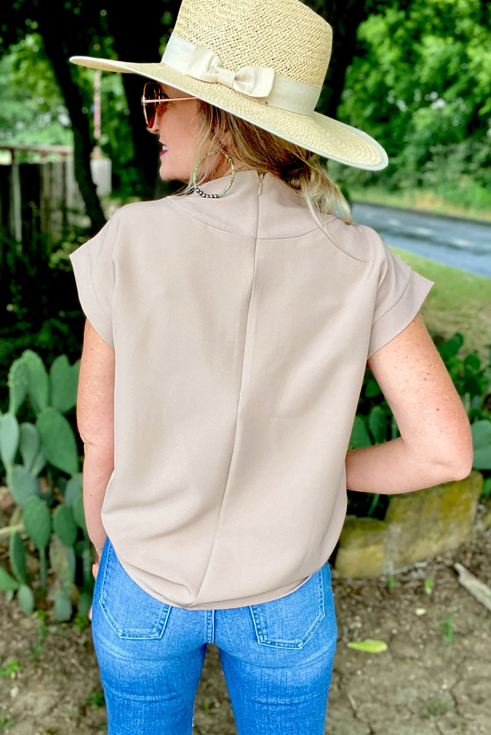 Oatmeal Plain Crew Neck Loose Fit Casual Top - loveforevers