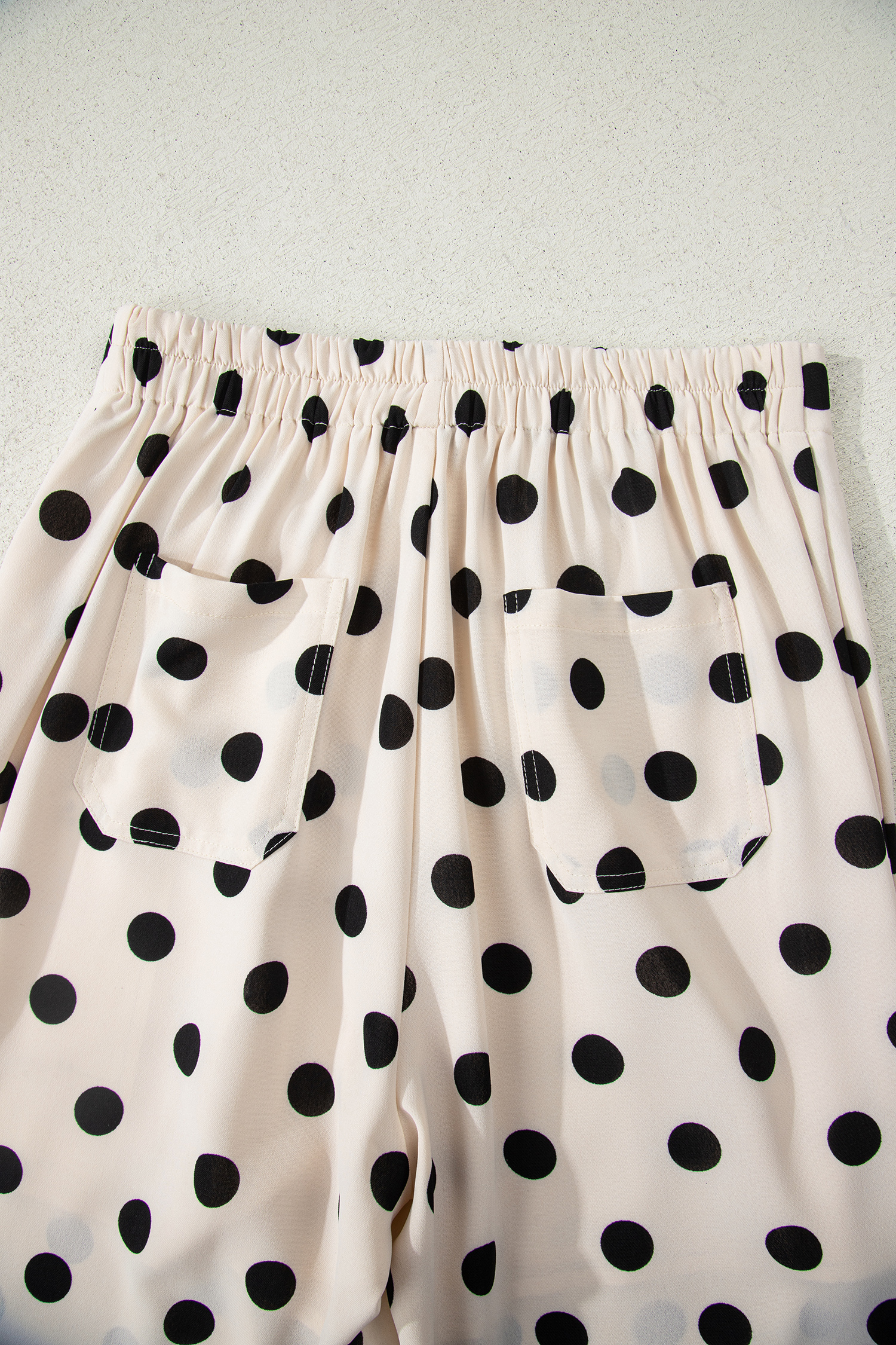 White Polka Dot Print Patched Pocket Loose Pants - loveforevers