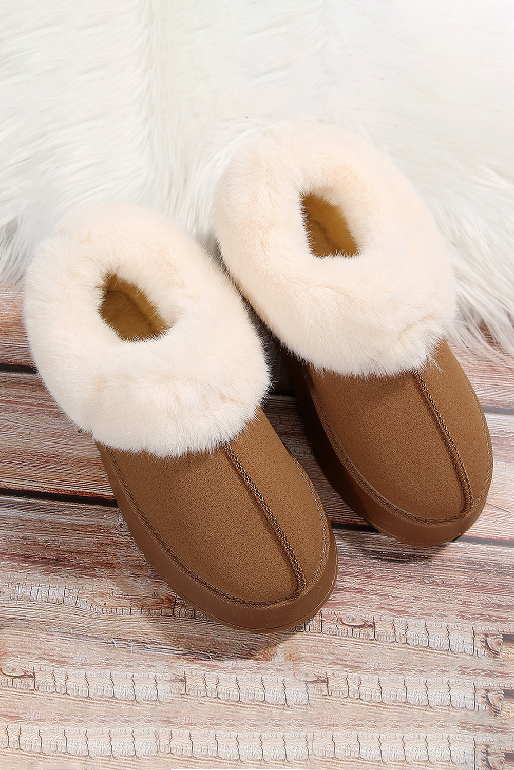 Chestnut Contrast Print Suede Plush Lined Snow Boots - loveforevers