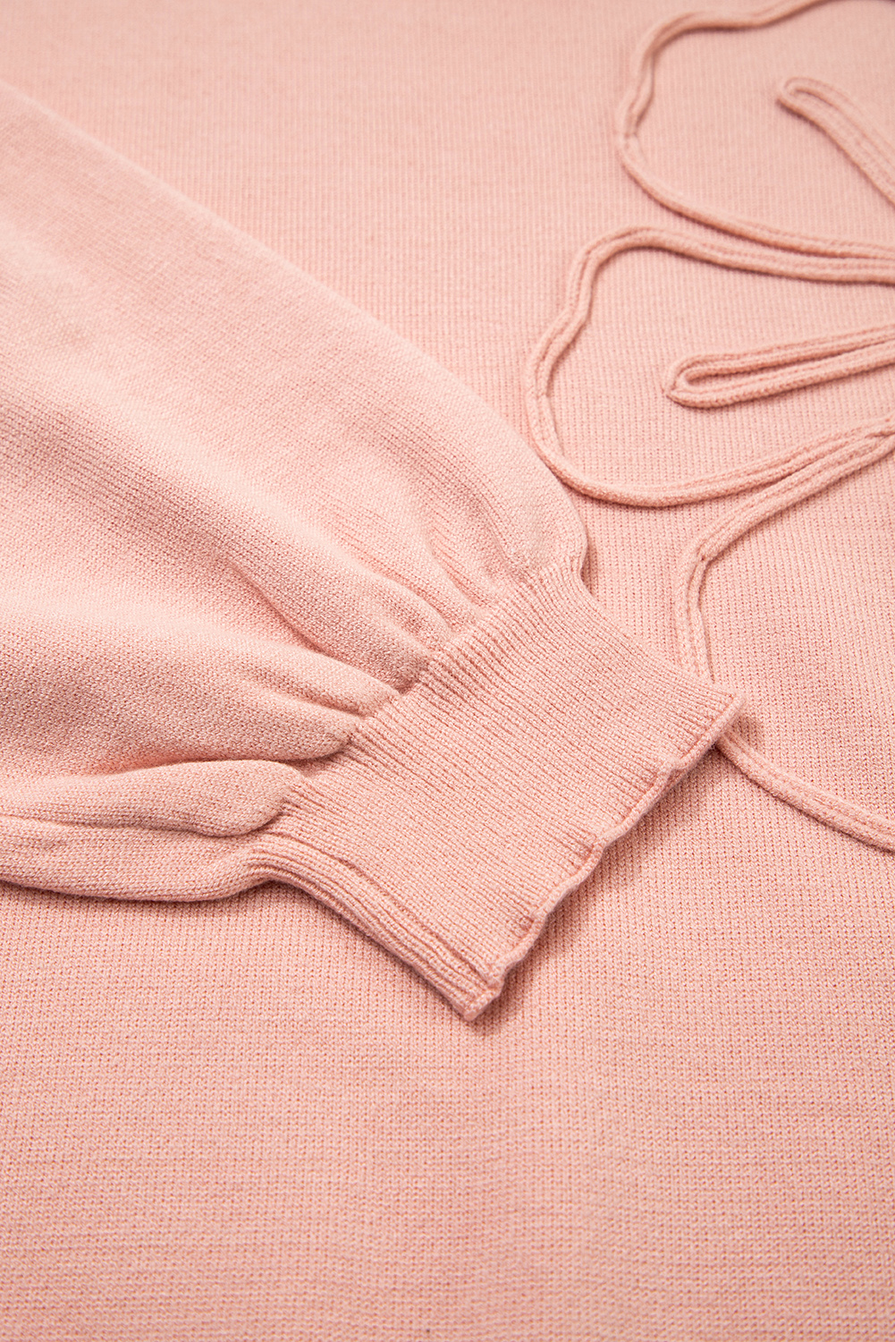 Peach Blossom Big Flower Accent Bubble Sleeve Drop Shoulder Sweater - loveforevers