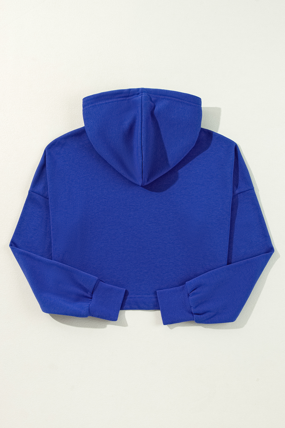 Black Solid Drop Shoulder Drawstring Cropped Hoodie - loveforevers