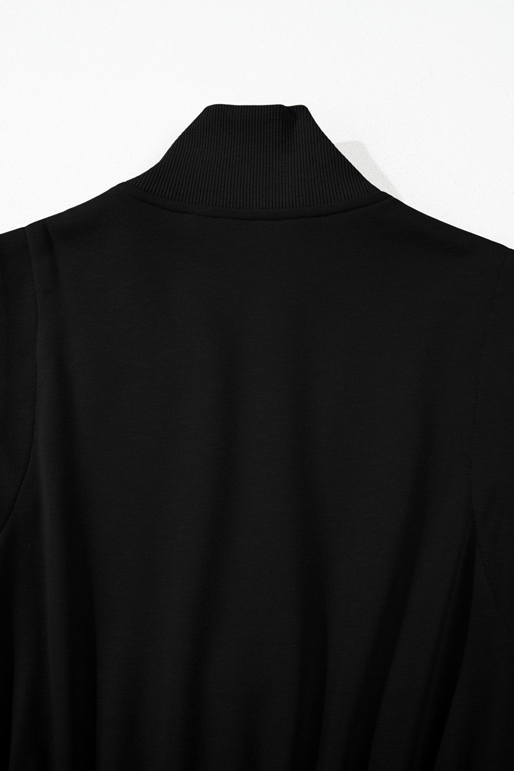 Black French Terry Zipped Collar Sleeveless Drawstring Waist Mini Dress - loveforevers