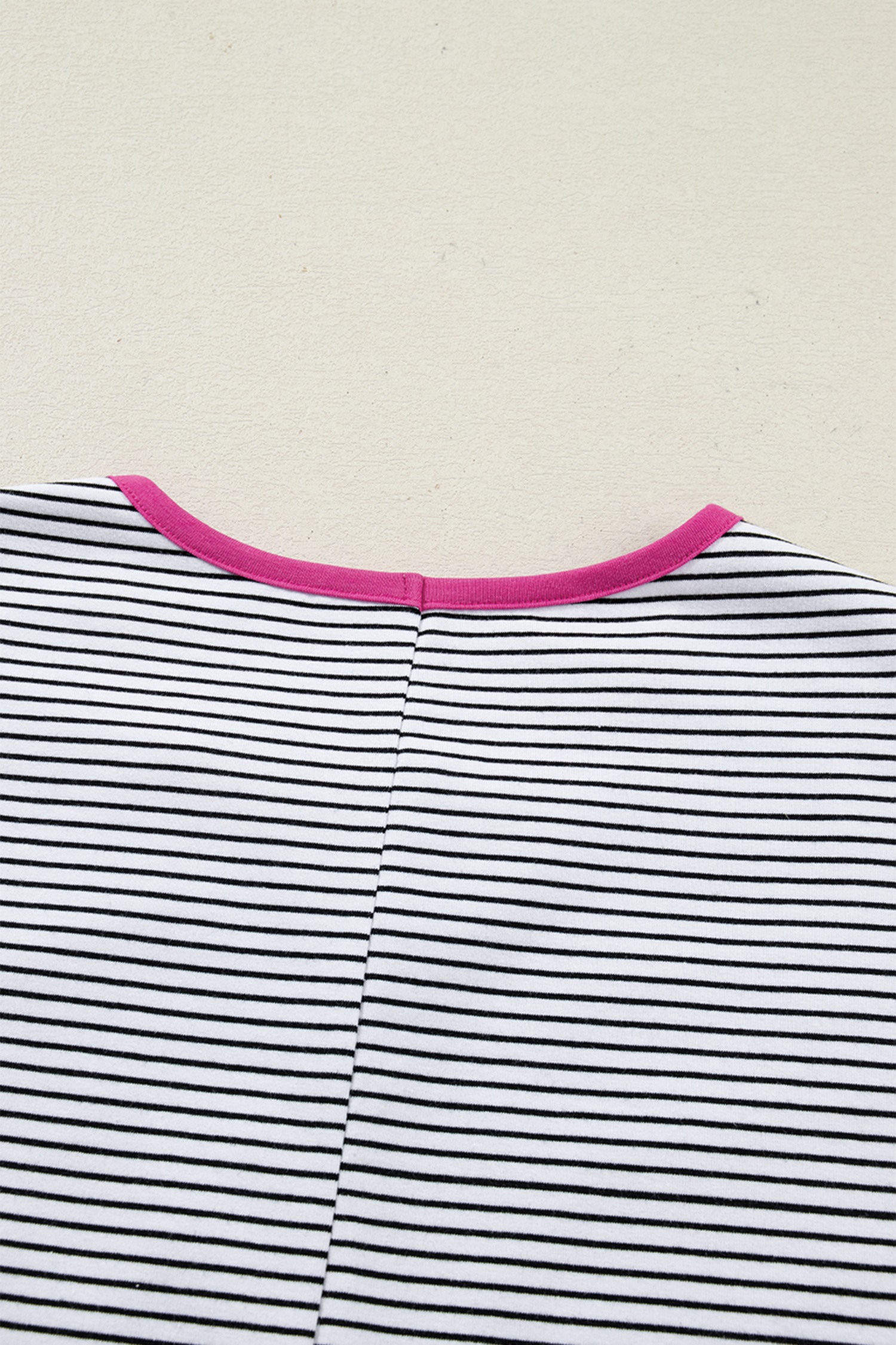 Rose Stripe Contrast Trim Round Neck Summer T Shirt - loveforevers