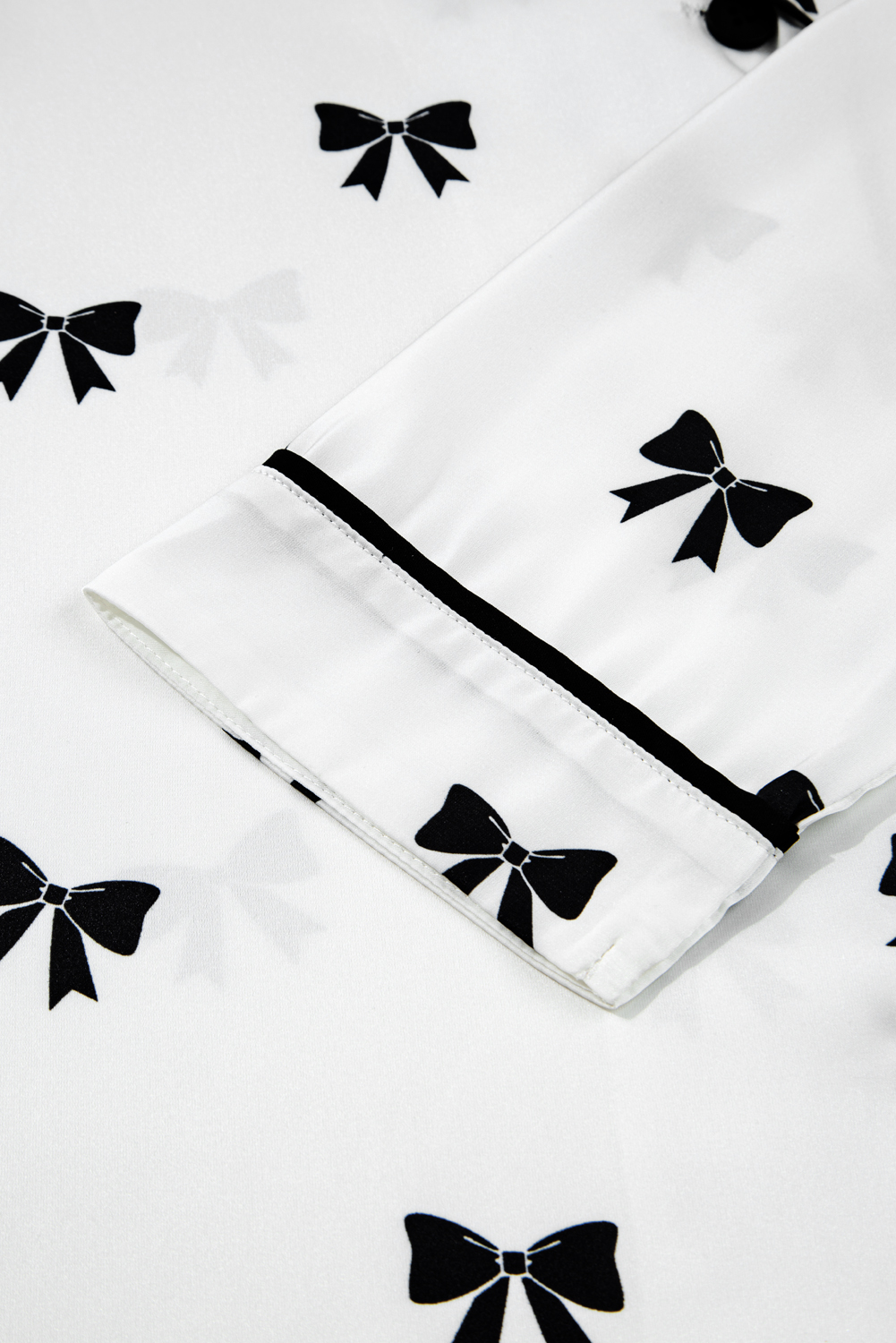 White Bows Print Two Piece Sleepwear - loveforevers