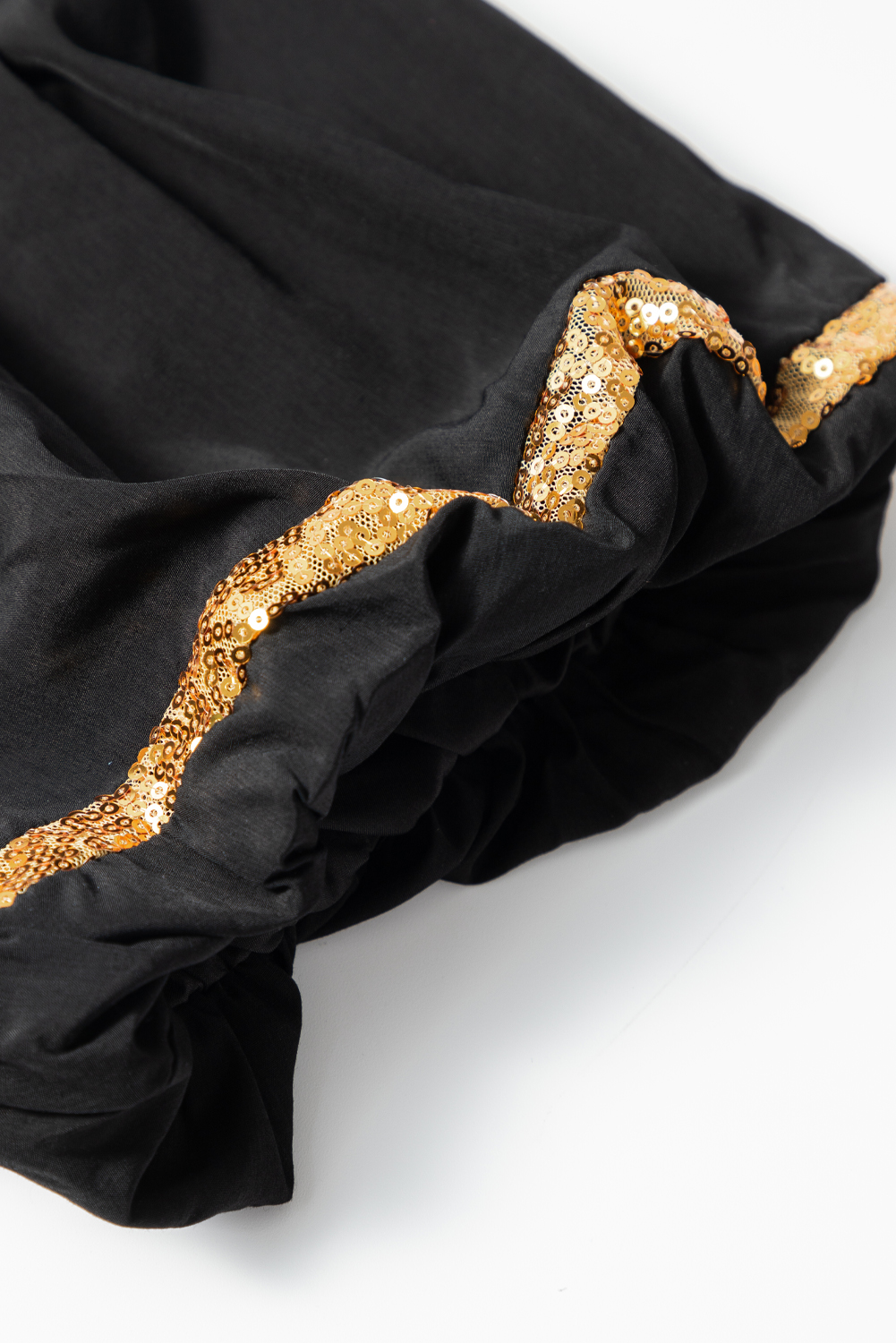 Black Sequin Trim Bubble Sleeve Game Day Shirt Dress - loveforevers