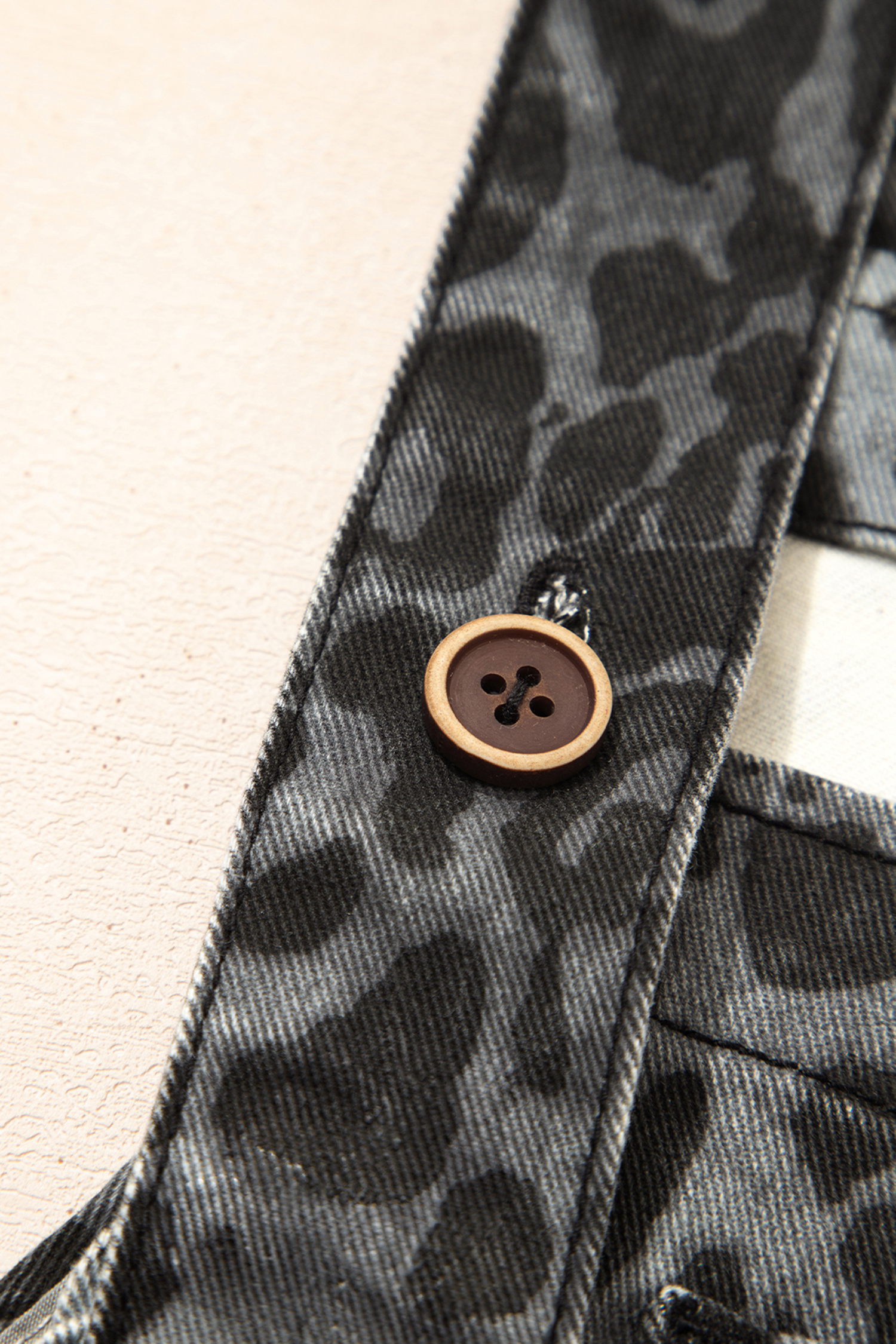 Gray Leopard Print Button Adjustable Straps Cropped Loose Denim Overalls - loveforevers