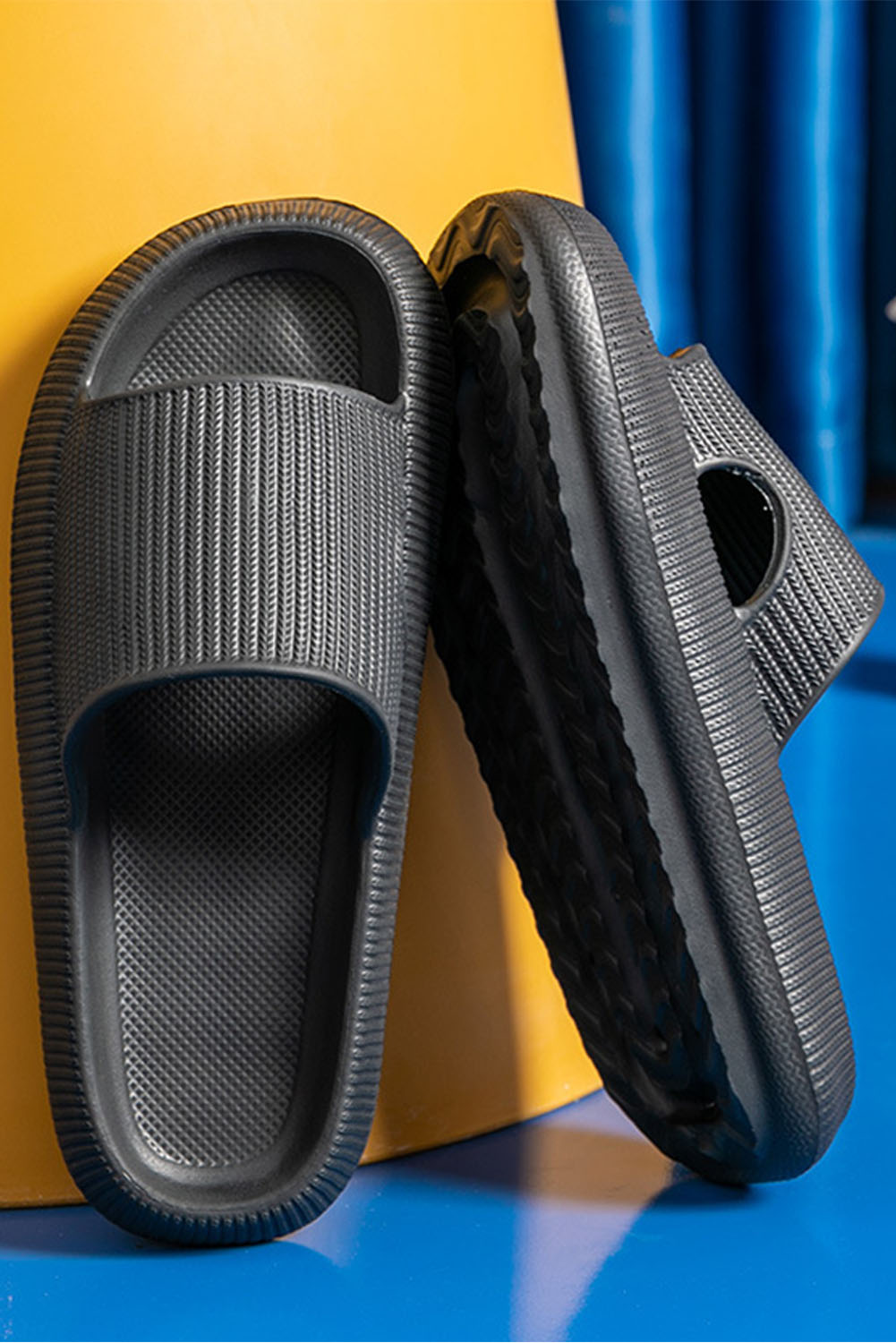 Black Hollow-out Thick Soled Slip On Slippers - loveforevers
