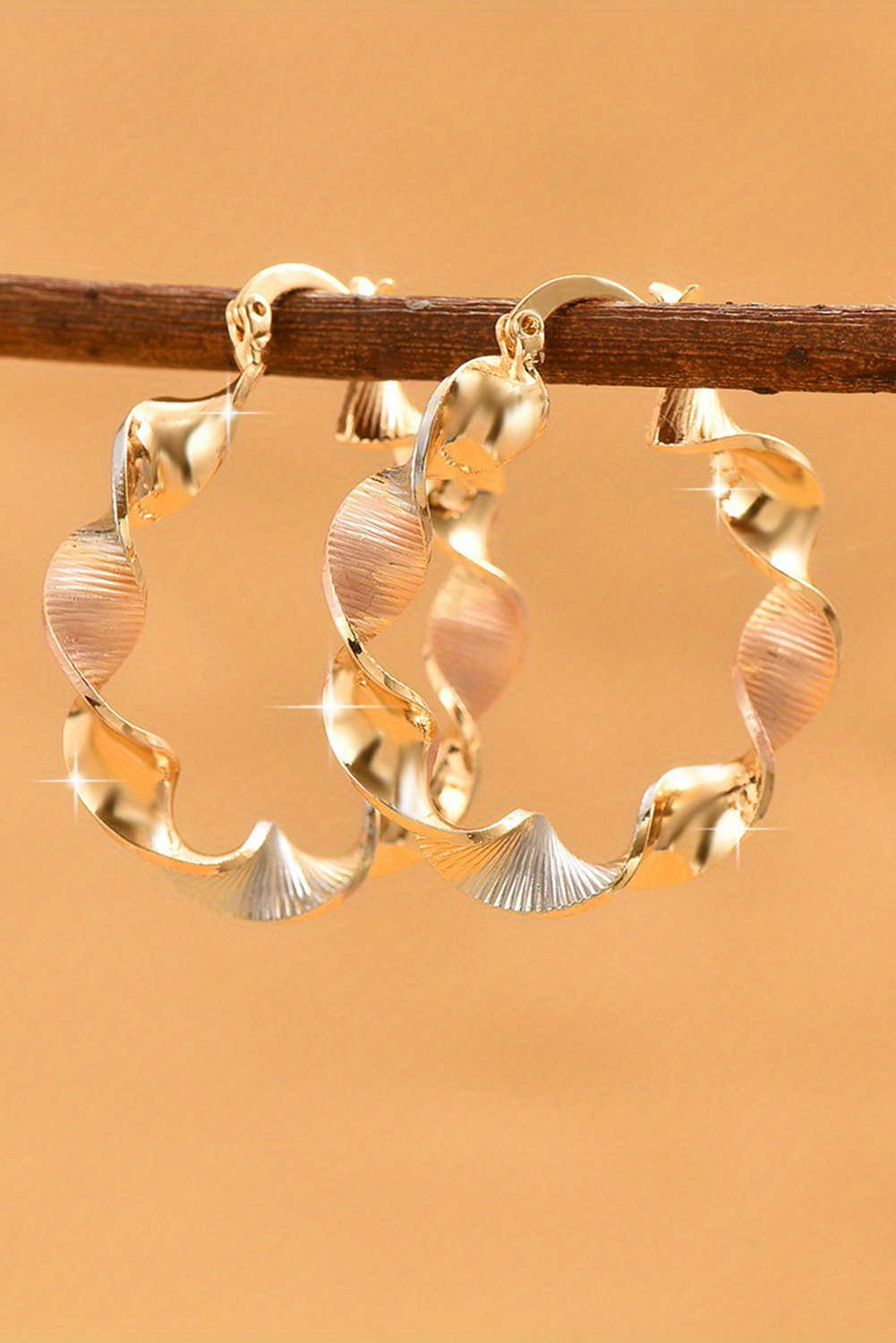 Gold Twisted Plated Alloy Hoop Earrings - loveforevers