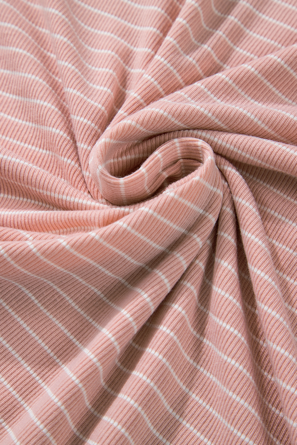 Pink Stripe Cowl Neck Side Slits Loose Fit Long Sleeve Top - loveforevers