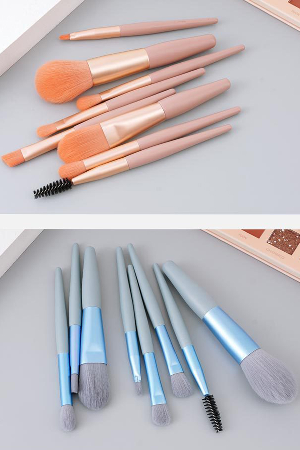 Apricot Pink 8pcs Soft Fluffy Mini Makeup Brush Set with Bag - loveforevers