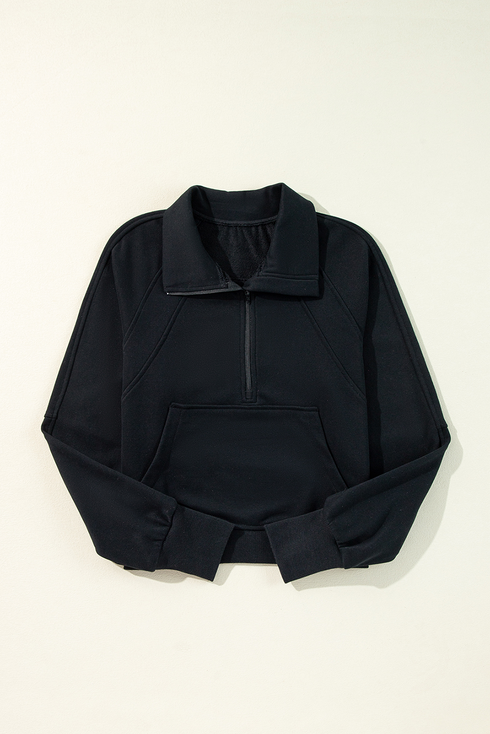 Aruba Blue Quarter Zip Stand Neck Kangaroo Pocket Sweatshirt - loveforevers