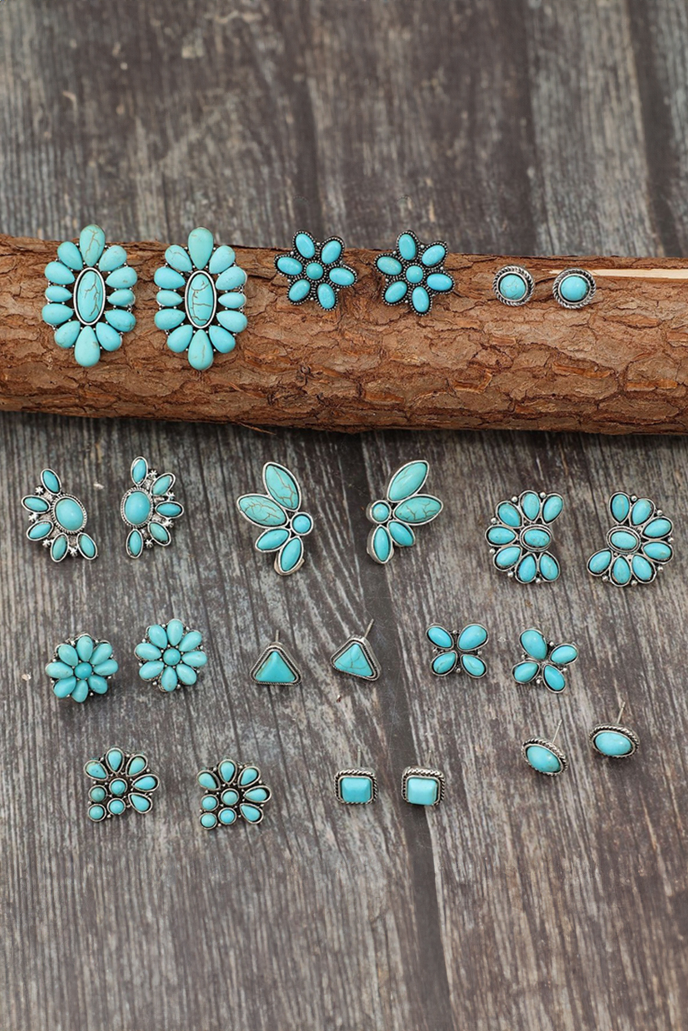 Turquoise Inlay Boho Stud Earrings Set - loveforevers