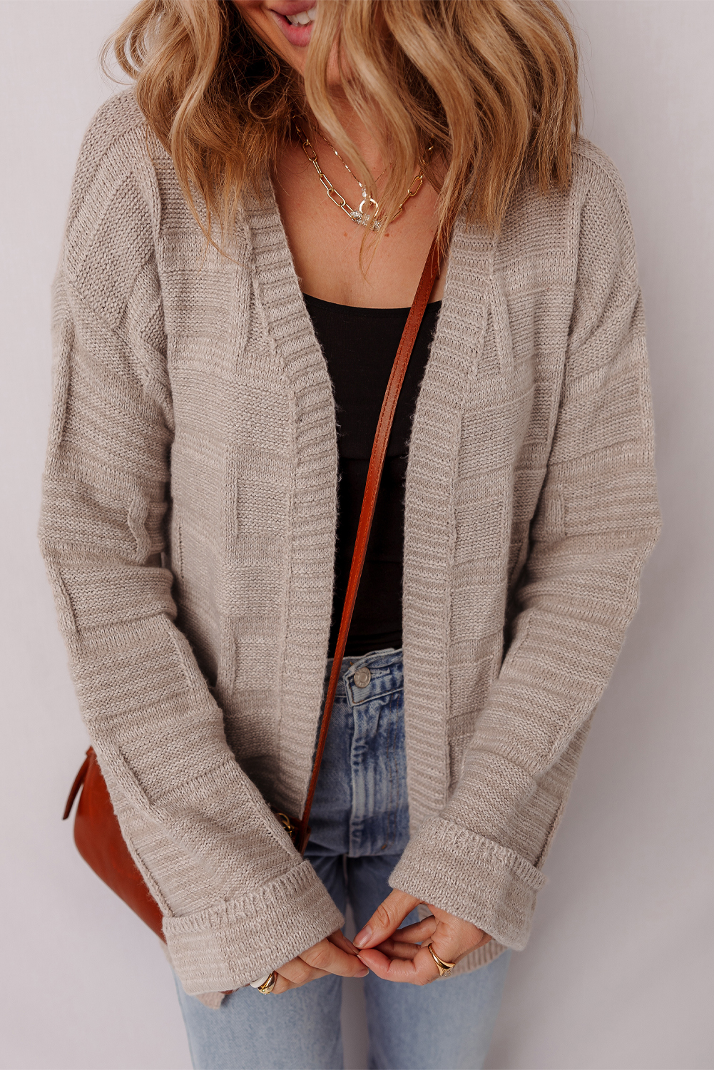 Delicacy Textured Knit Open Front Chic Cardigan with Pockets - loveforevers