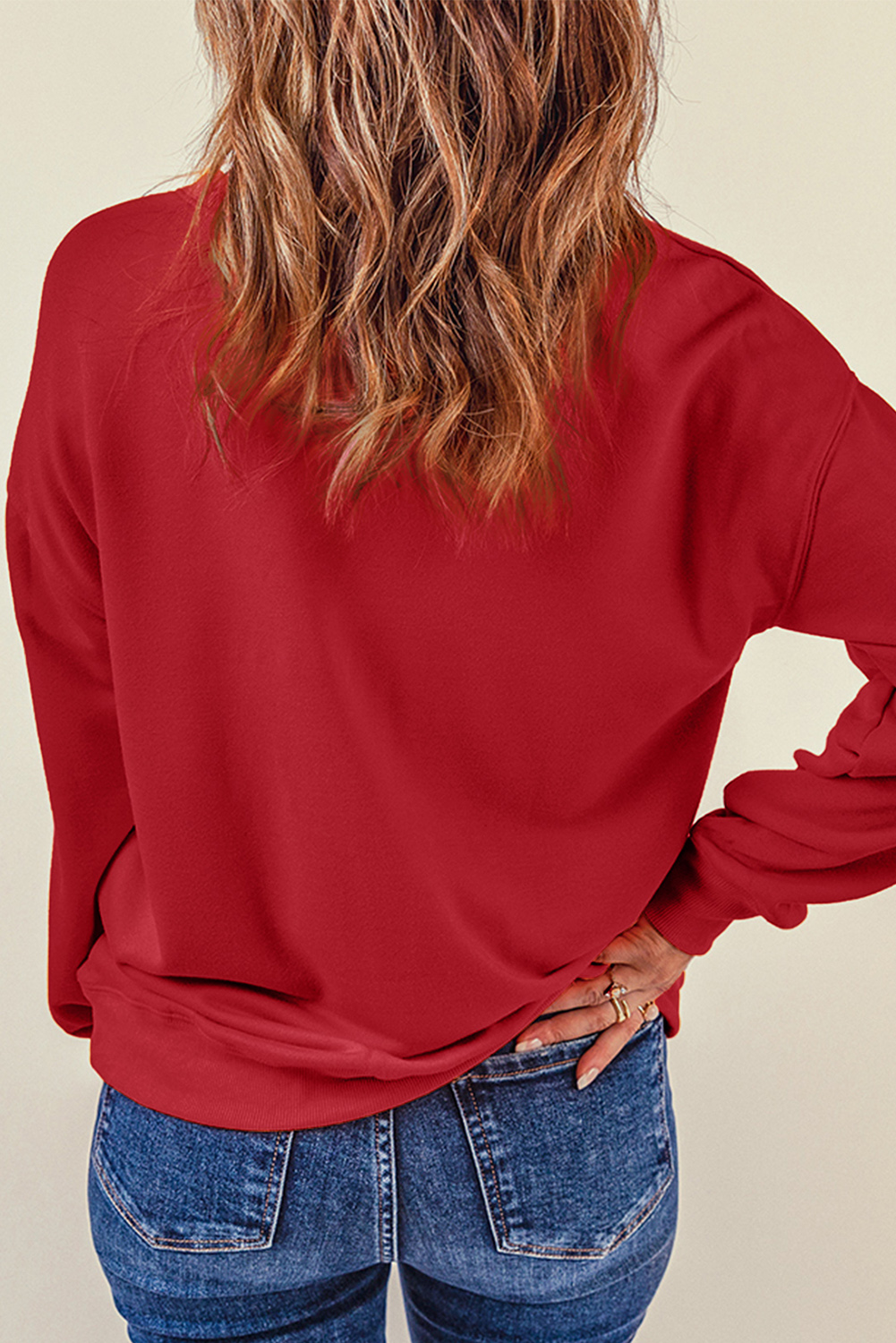 Fiery Red Santa Claus Sequin Graphic Sweatshirt - loveforevers
