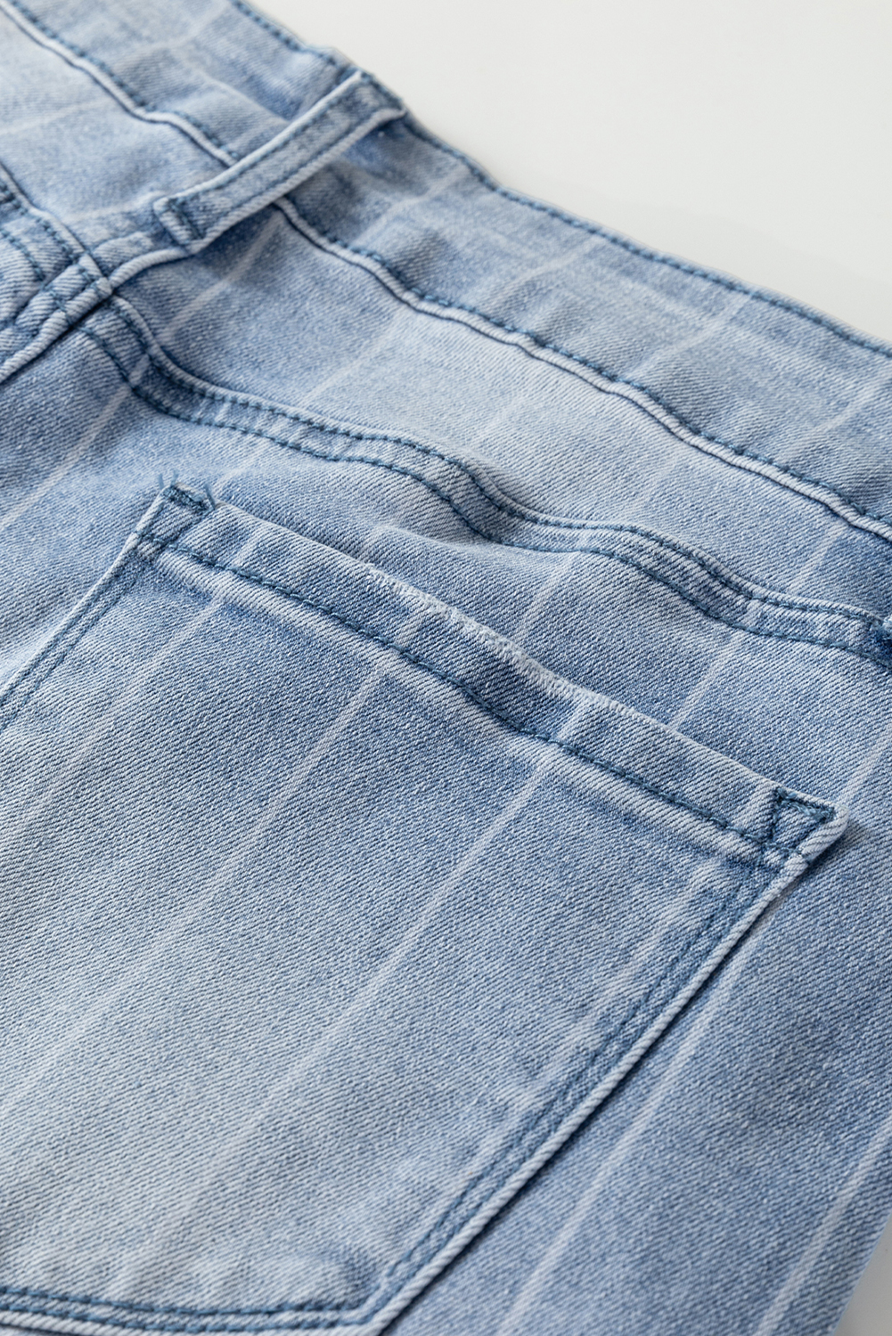 Beau Blue Multi Buttons Pinstripe Wide Leg Jeans - loveforevers