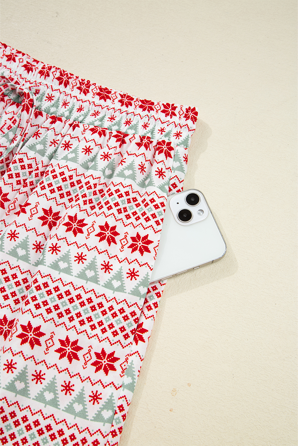 White Christmas Pattern Print Shirt Style Long 2pcs Pajama Set - loveforevers