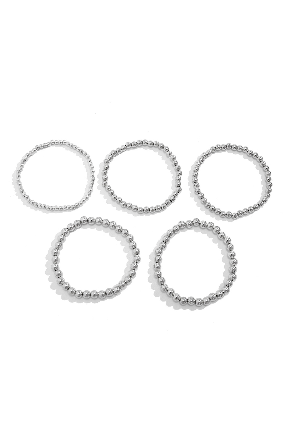 Silvery 5pcs/set Beaded Bracelet Set - loveforevers