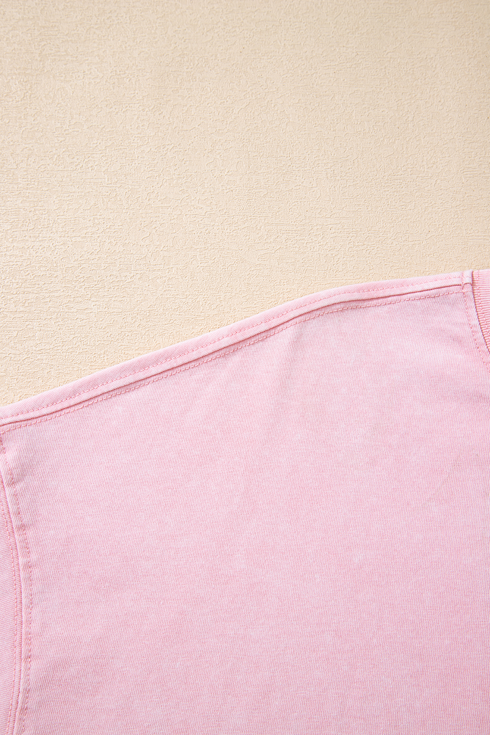 Light Pink Acid Wash Star Patched Rolled Trim Pants Set - loveforevers
