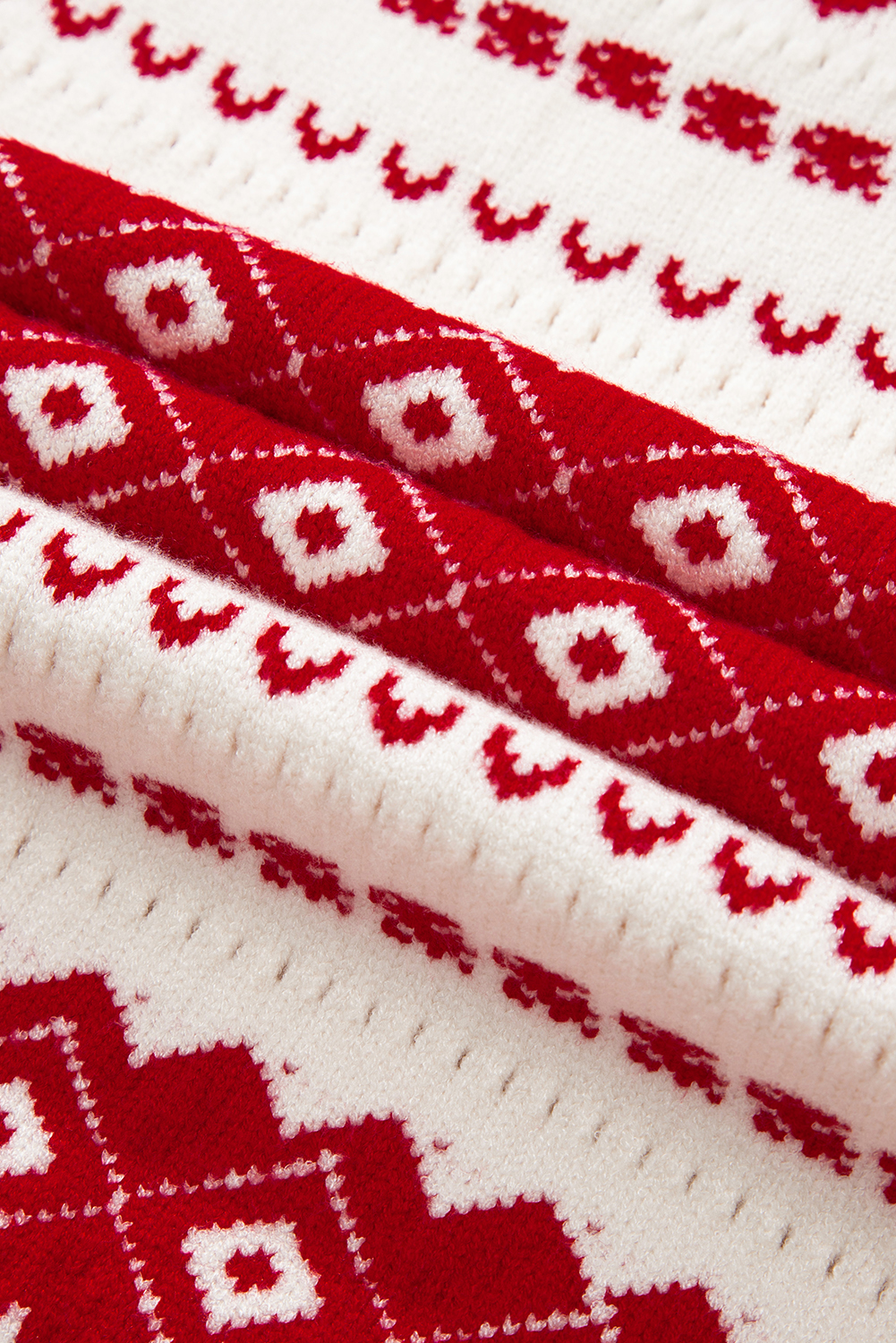 White Western Geometric Patterned Crew Neck Loose Sweater - loveforevers