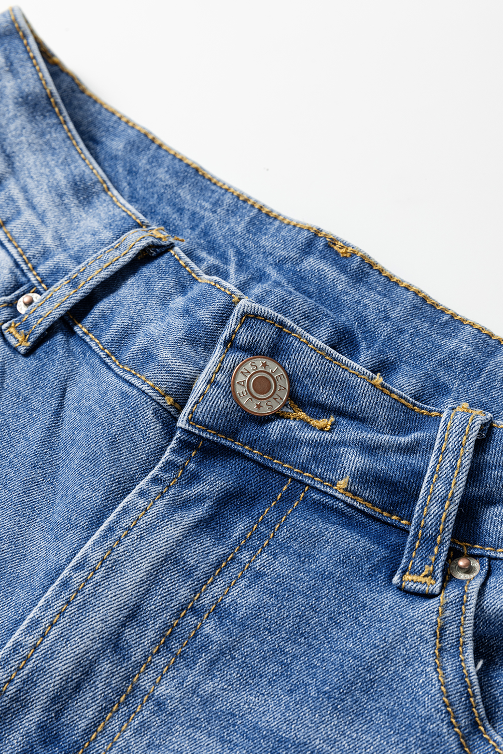 Real Teal Raw Hem Unique Cuffs Straight High Rise Loose Jeans - loveforevers