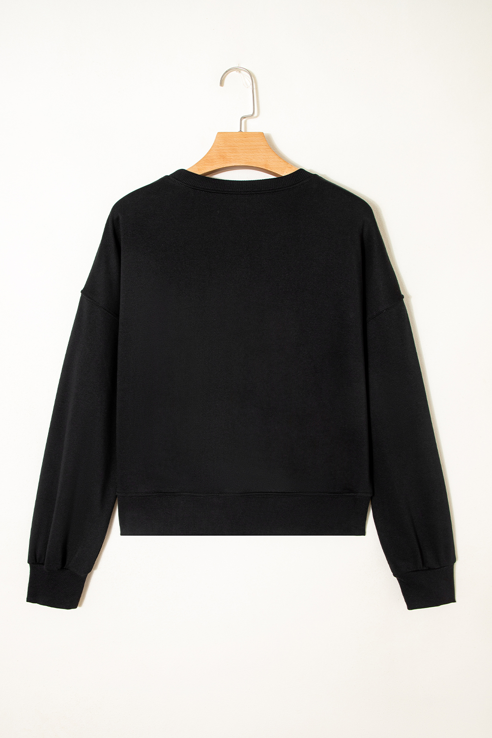 Black CLASSY UNTIL KICKOFF Plush Letter Patched Loose Sweatshirt - loveforevers